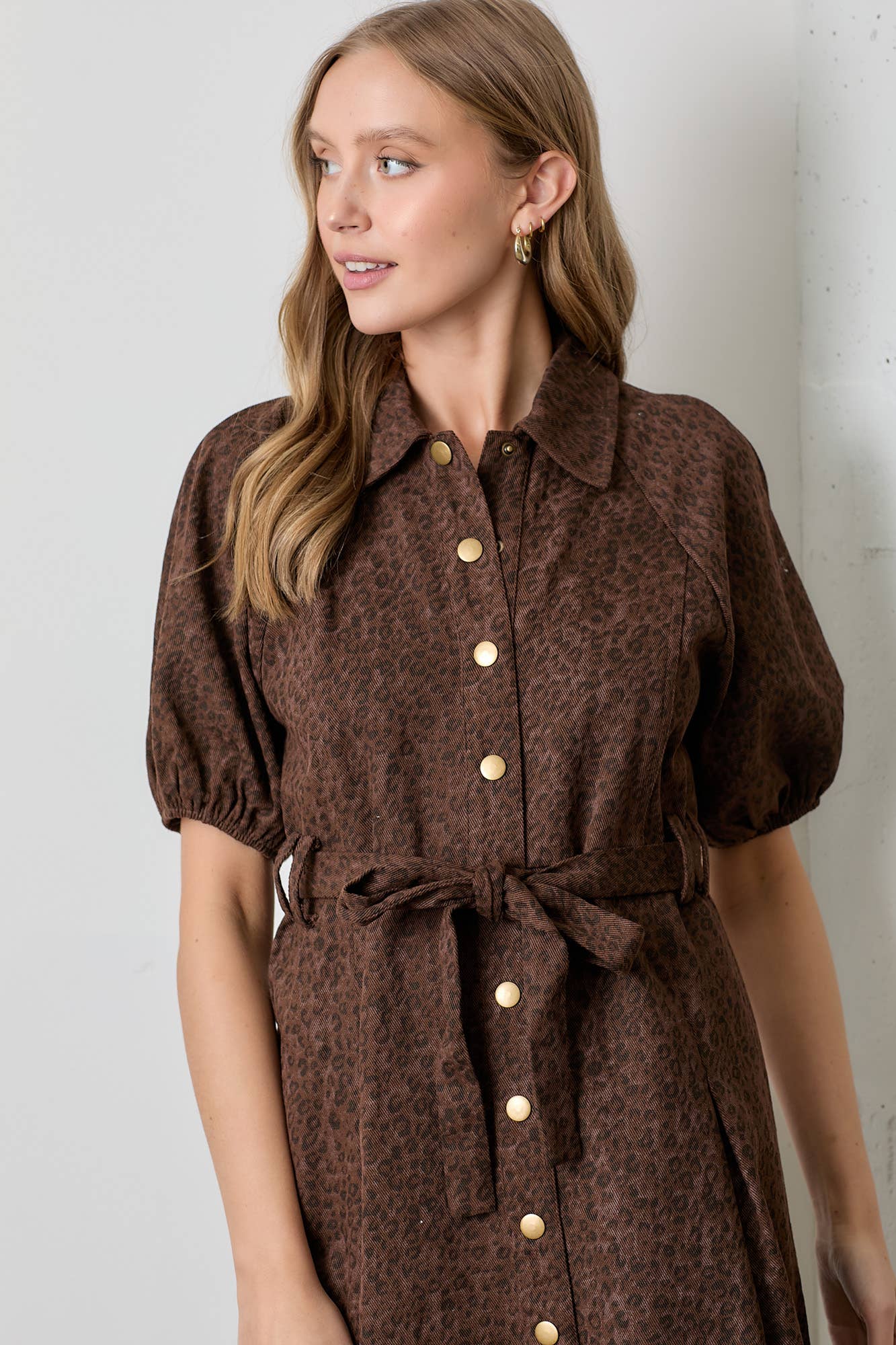 LEOPARD PRINT MIDI DRESS: RED BROWN - XAYUYUE