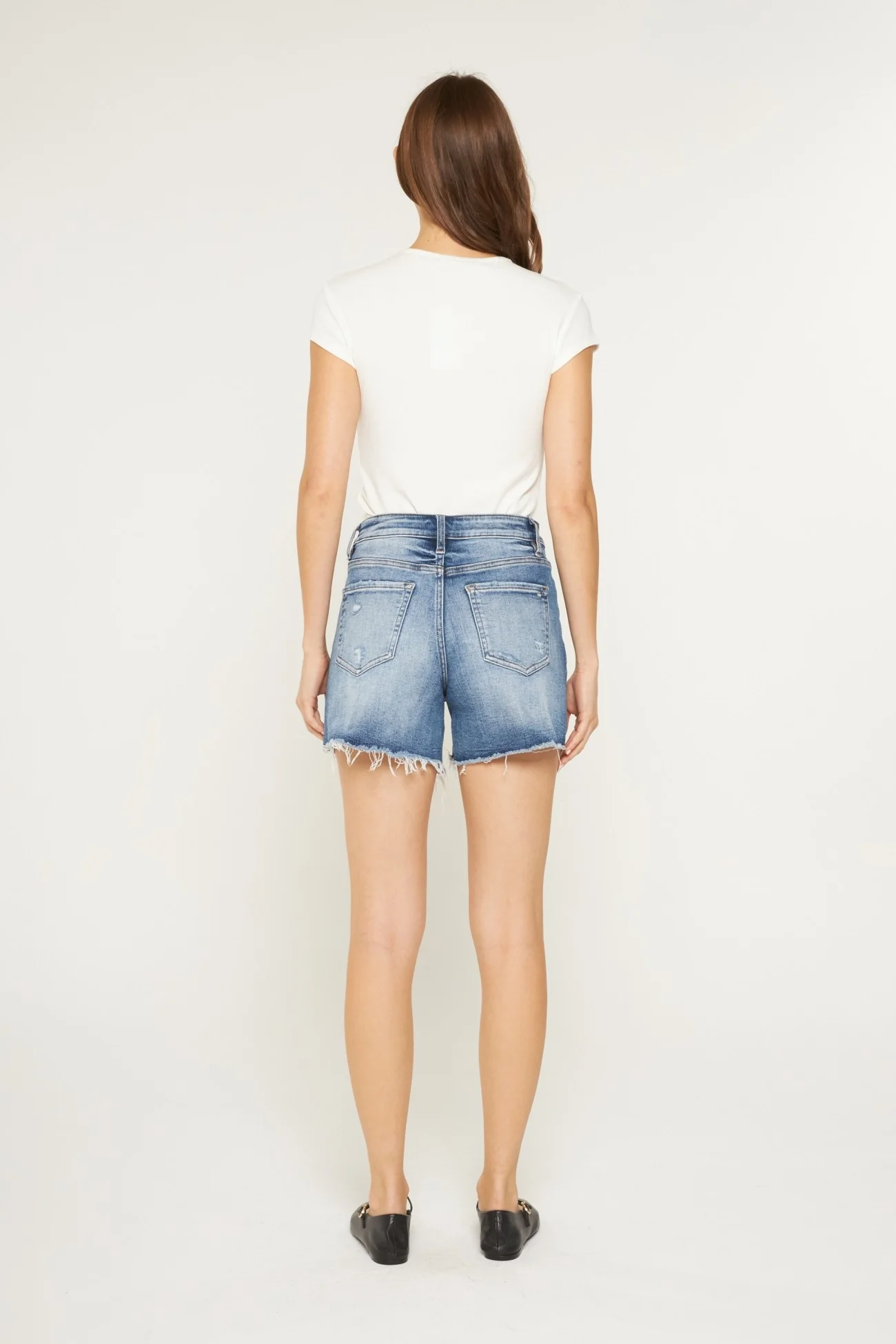 Super High Raw Hem Mid Length Shorts - XAYUYUE