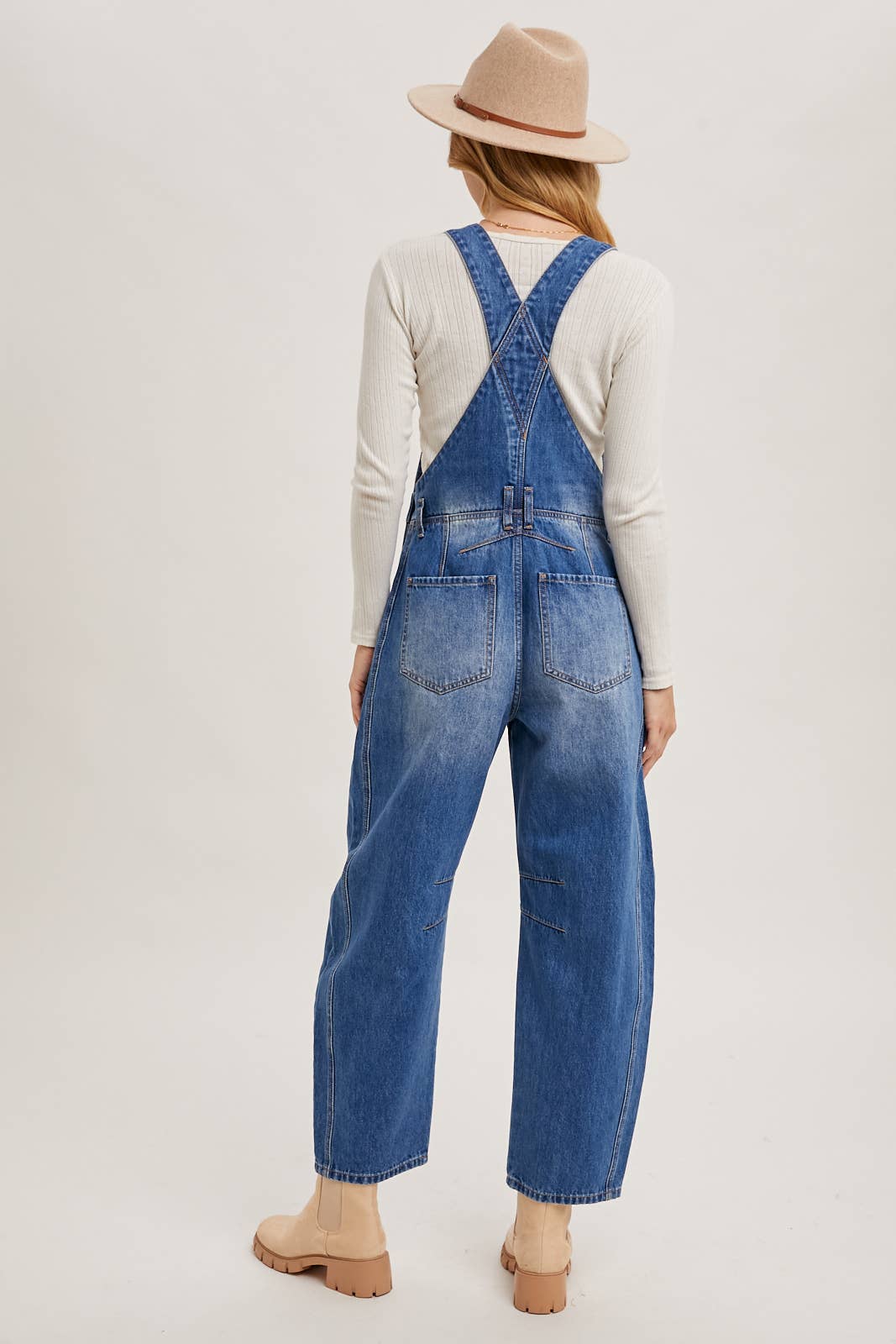 DENIM BARREL OVERALLS: MED.WASH / L - XAYUYUE