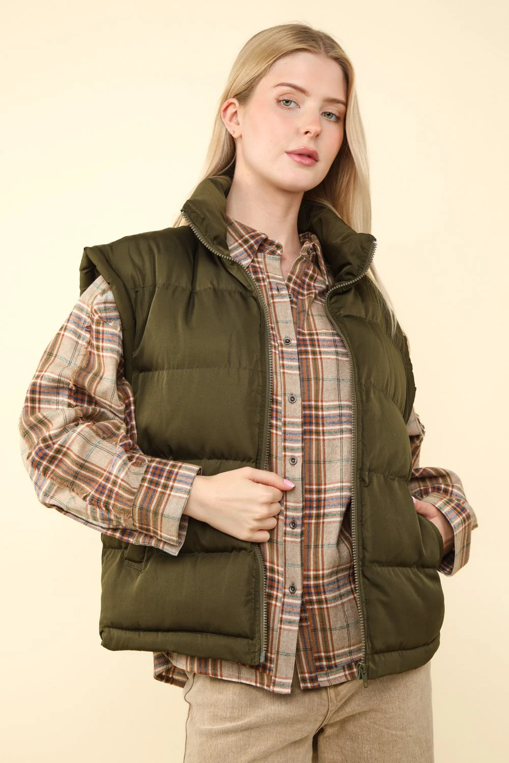 High Neck Casual Comfy Puffer Vest - XAYUYUE