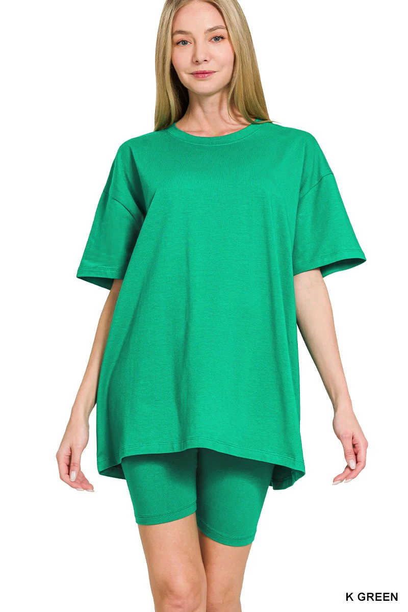 Cotton Round Neck Top & Biker Shorts - XAYUYUE