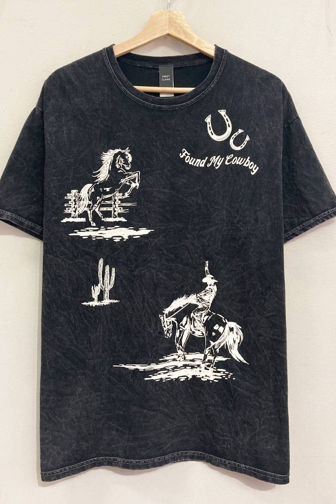 Found my Cowboy Tee: WASHED BLACK / OVERSIZED - XAYUYUE