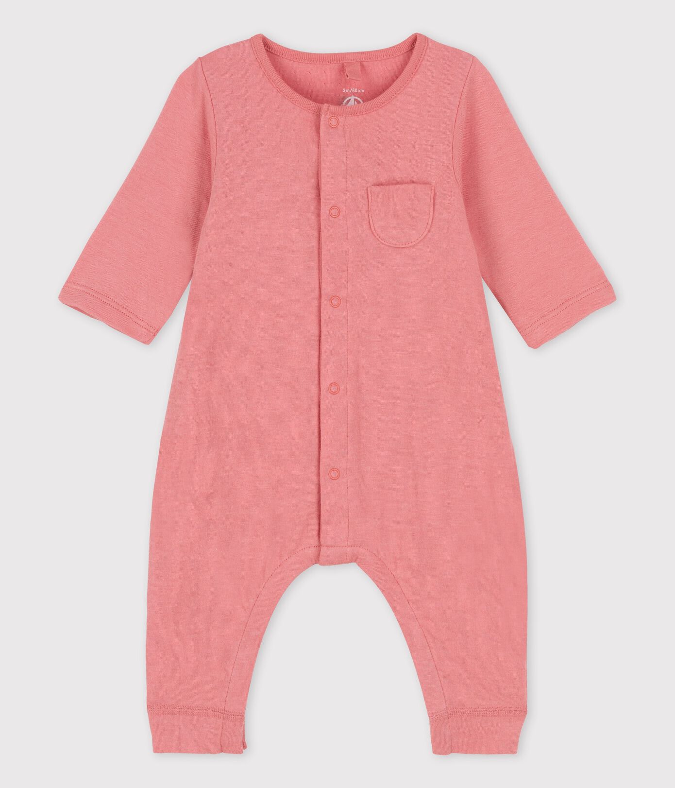 Combinaison longue unie en tubique bio bébé