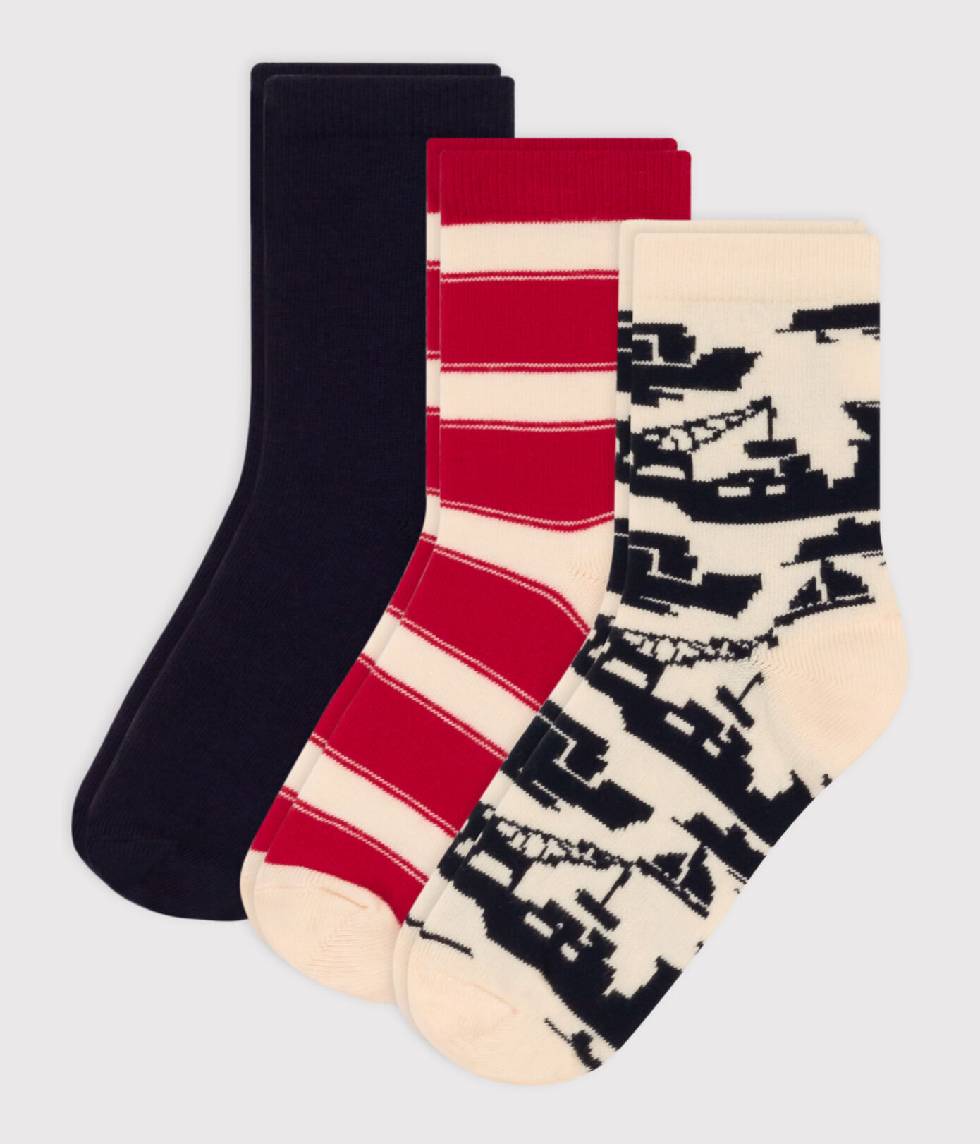Lot de 3 paires de chaussettes port en jersey de coton enfants