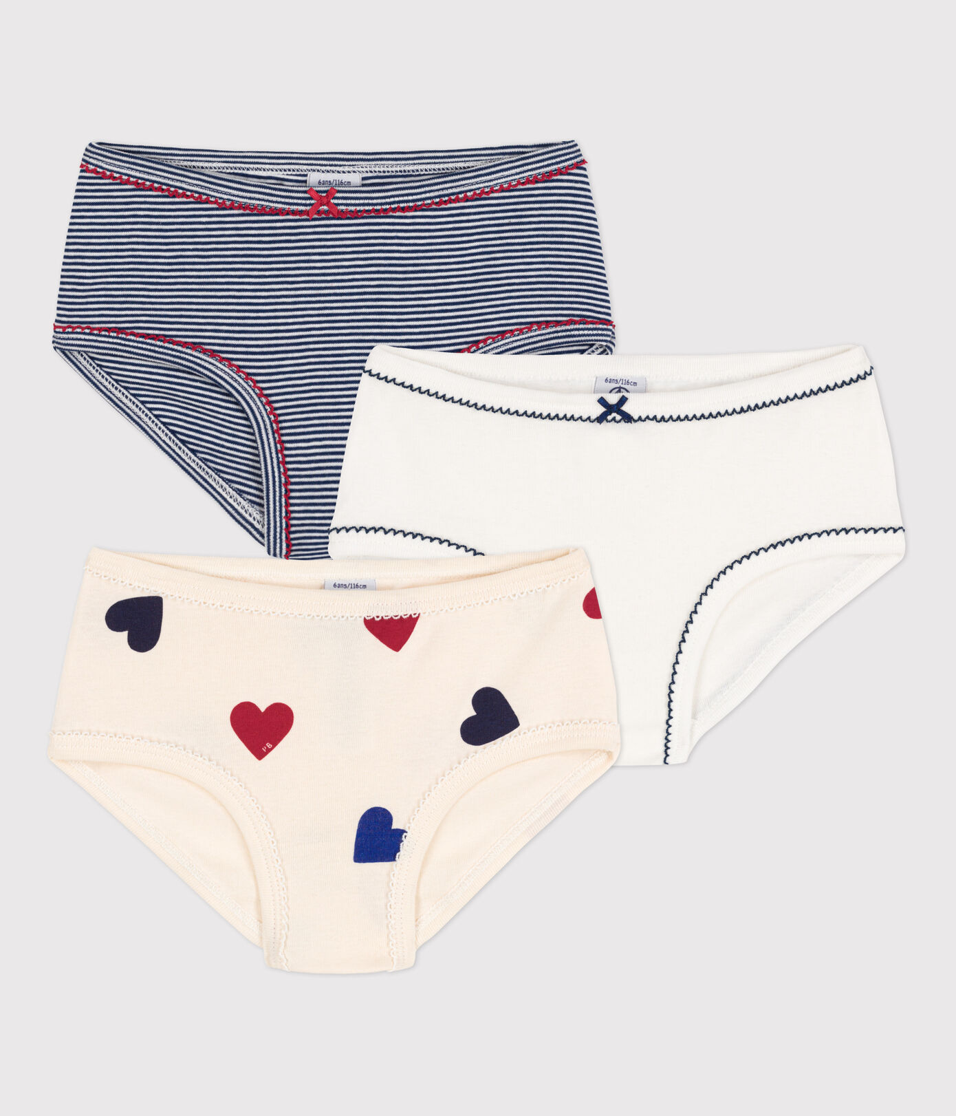 Lot de 3 culottes cur petite fille en coton