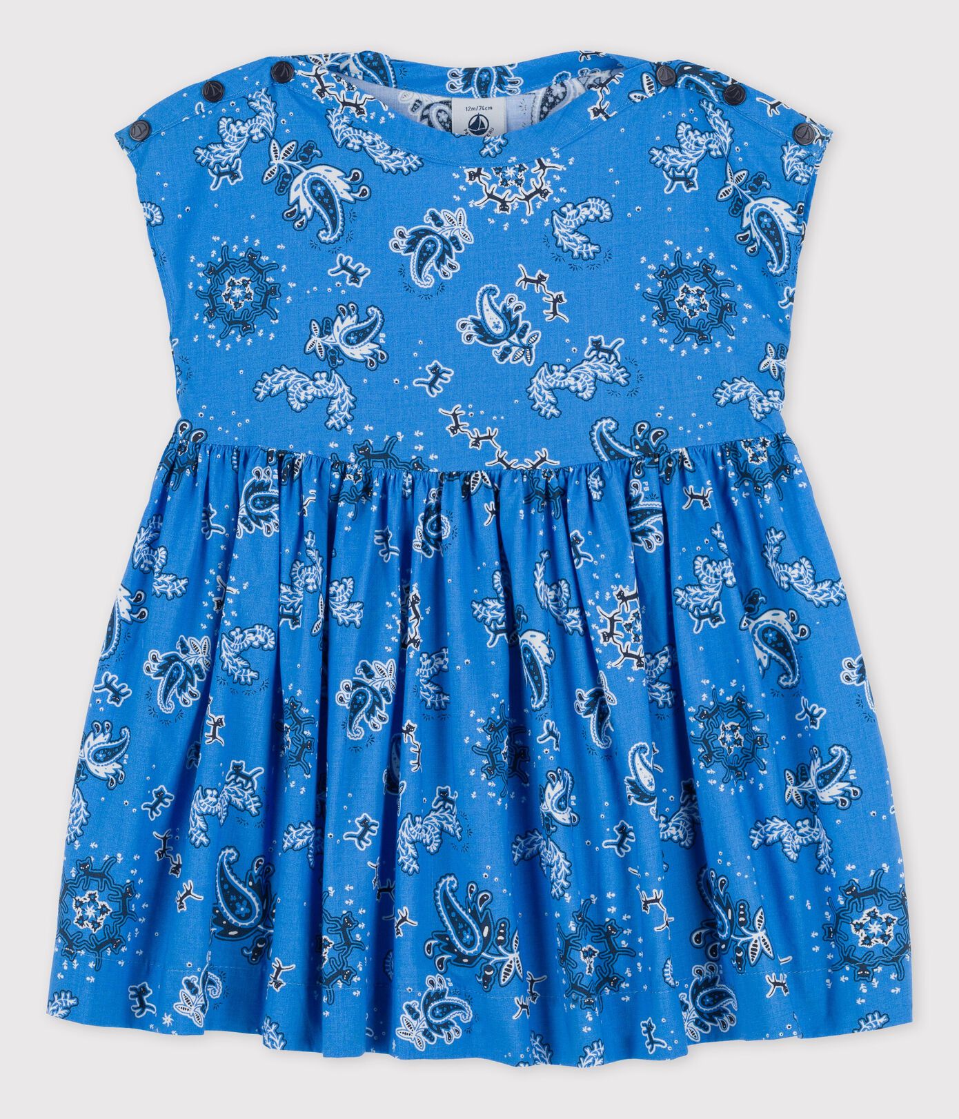 Robe manches courtes imprimée bandana en popeline bébé