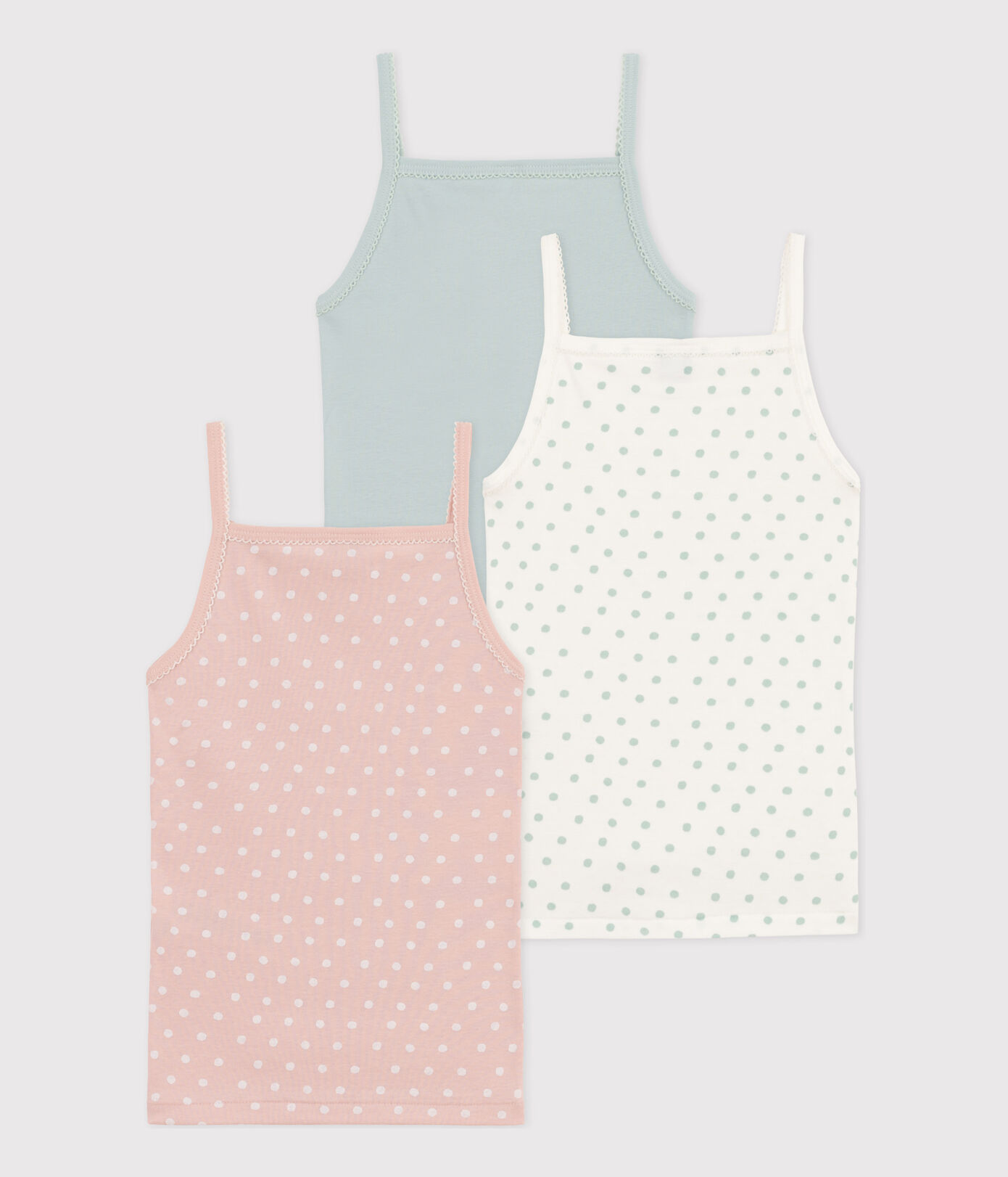 Lot de 3 chemises à bretelles à pois en coton petite fille
