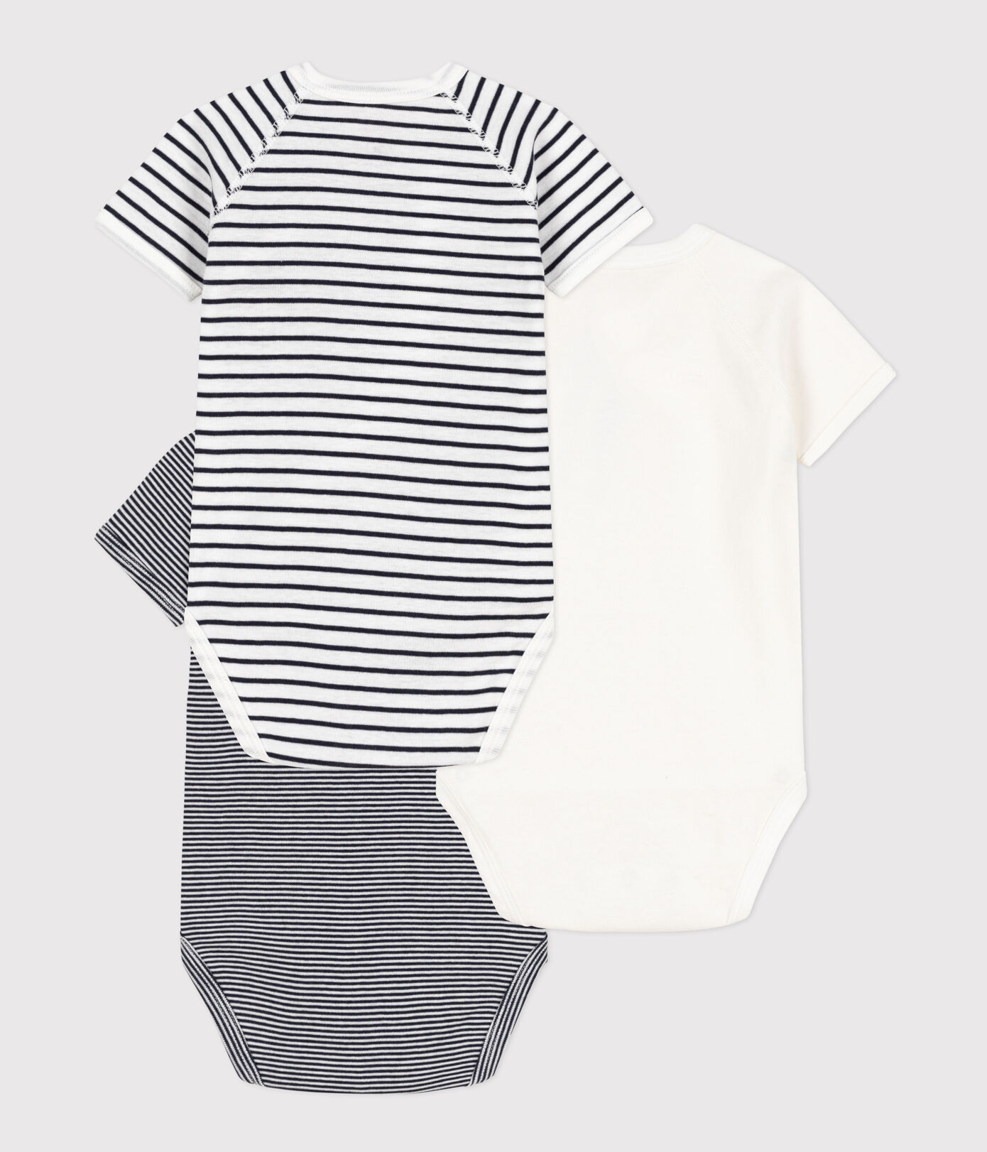 LOT DE 3 BODIES CROISS MANCHES COURTES RAYURES BB EN COTON