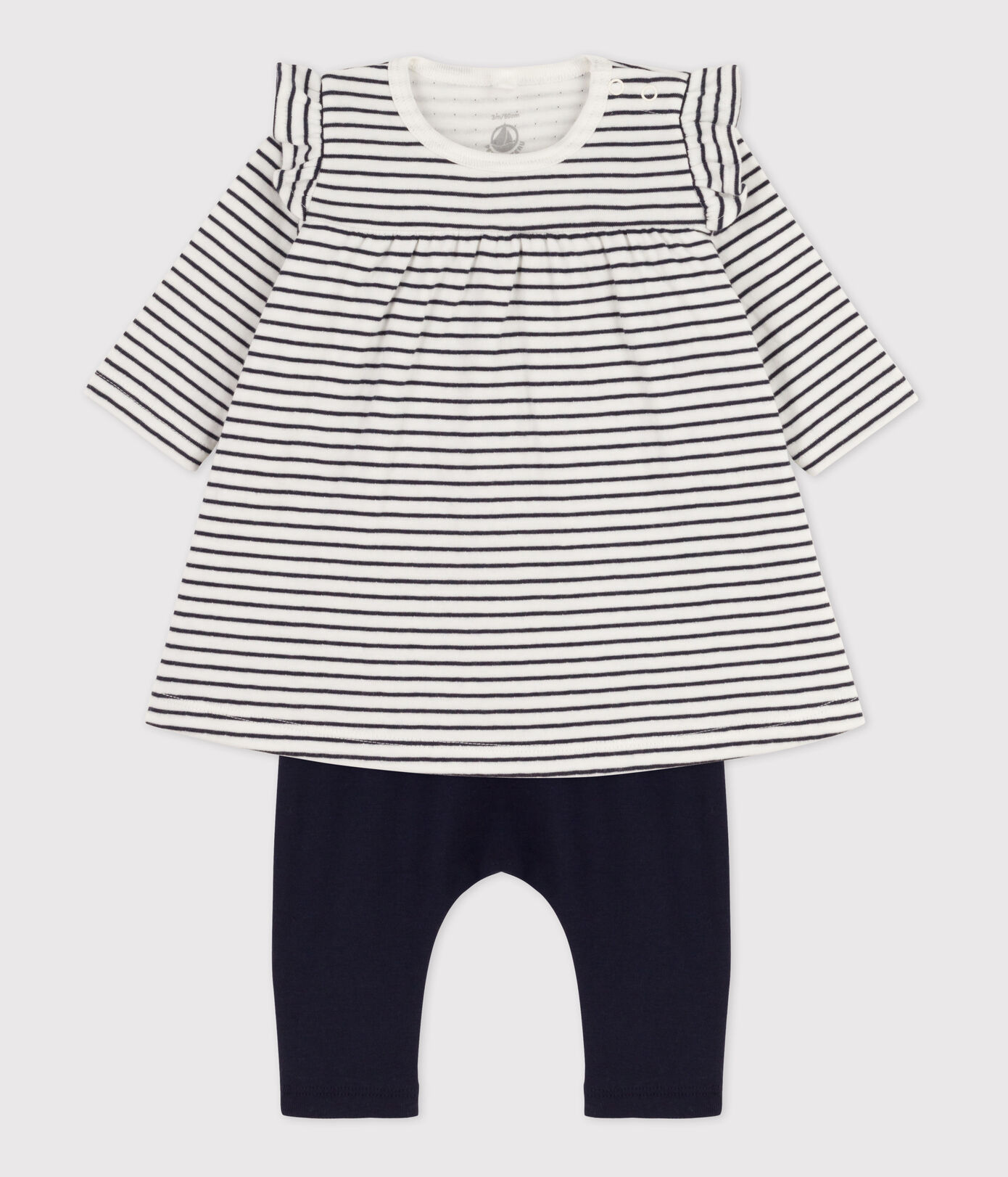 Robe legging à rayures marinières bébé en tubique en coton