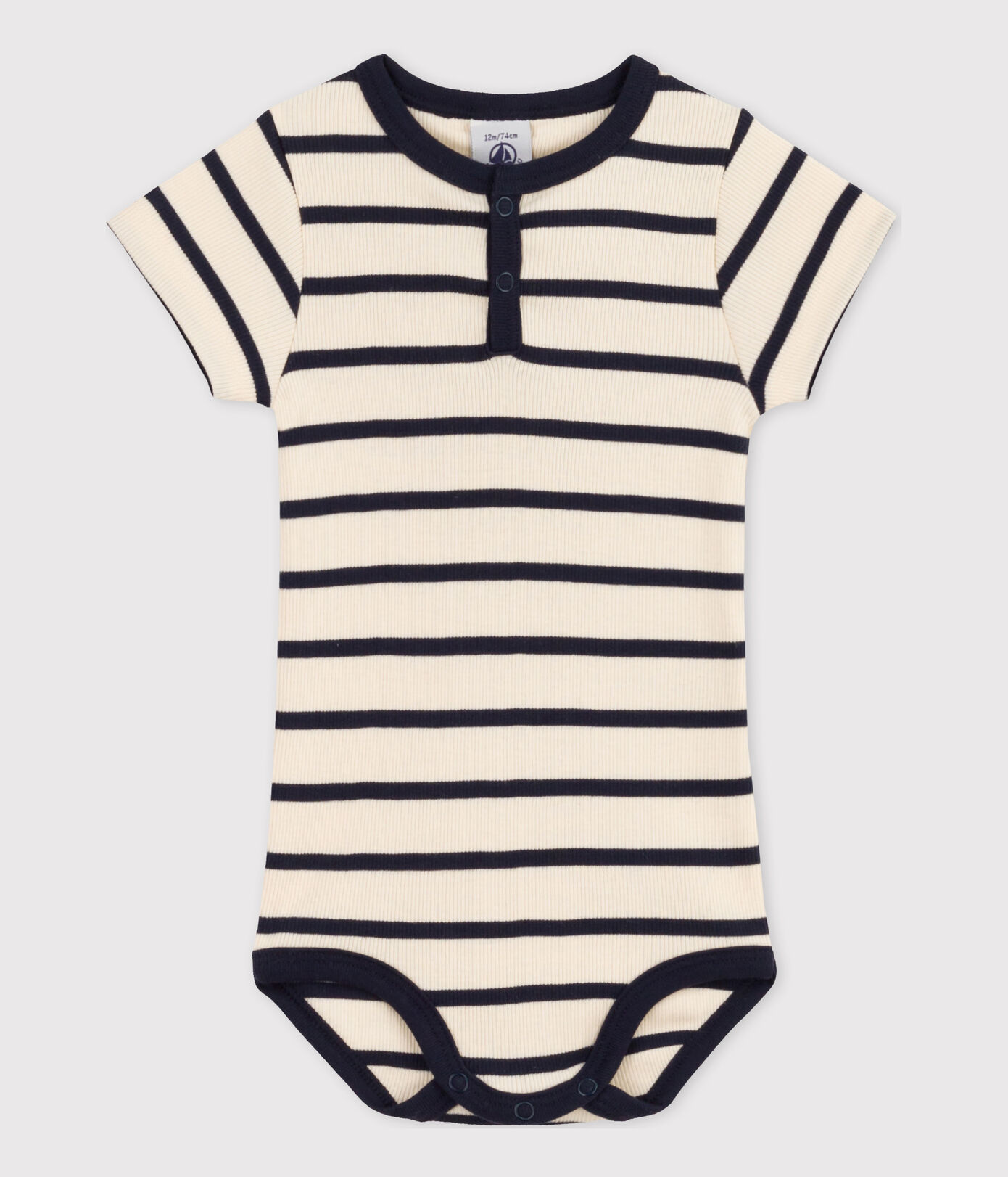 Body manches courtes bébé en maille ctelée rayée