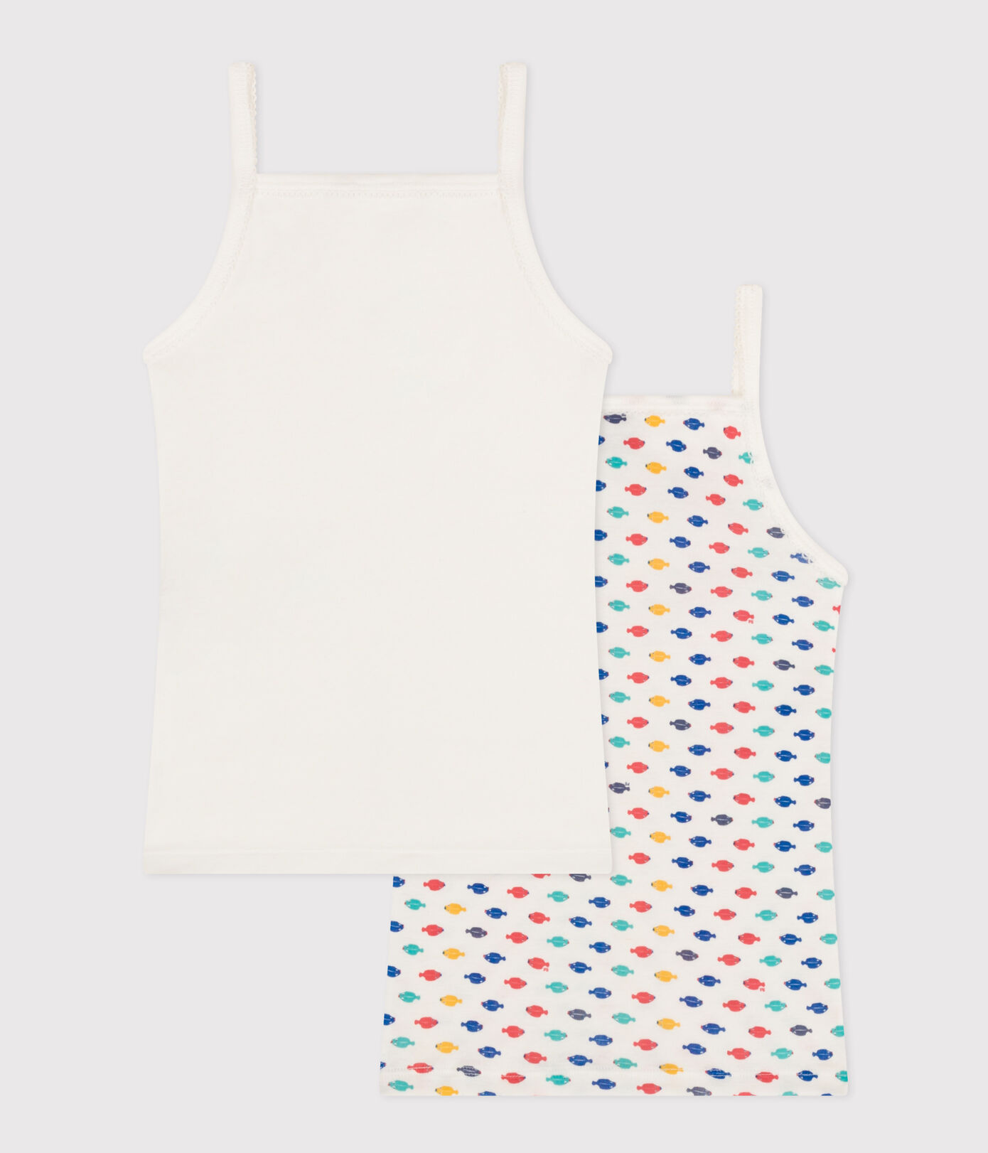 Lot de 2 chemises à bretelles animaux marins en coton petite fille