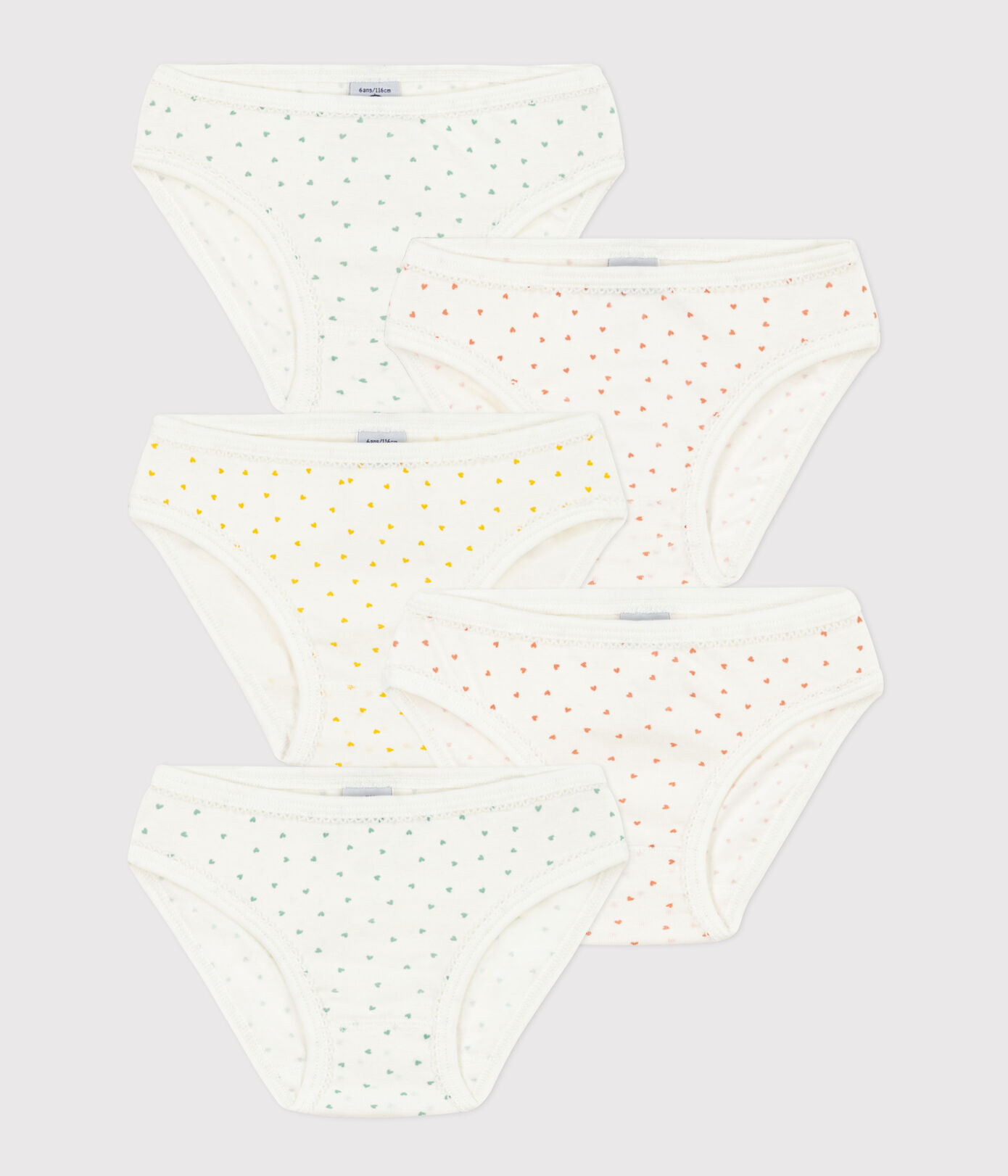 Lot de 5 culottes petits cur en coton petite fille