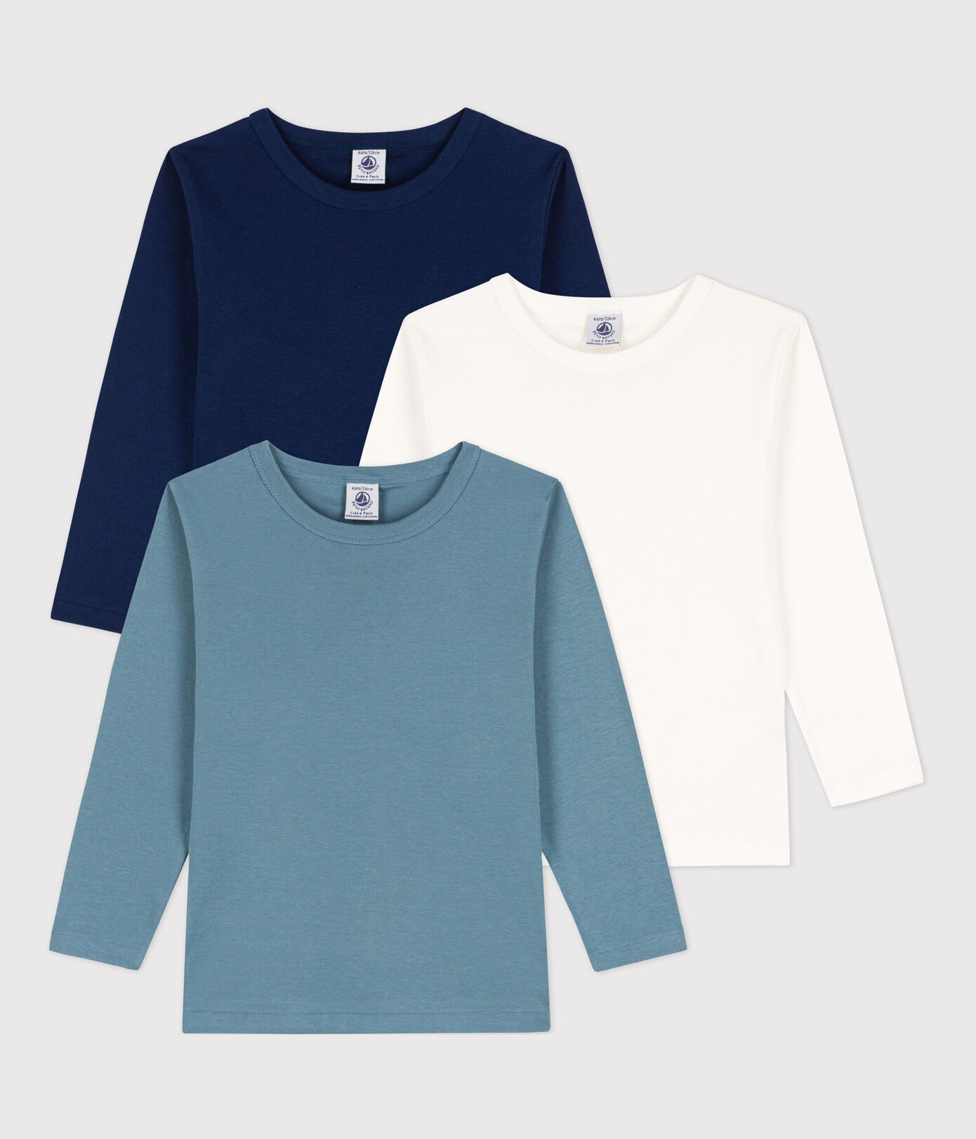 Lot de 3 tee-shirts manches longues enfant fille / garon en coton