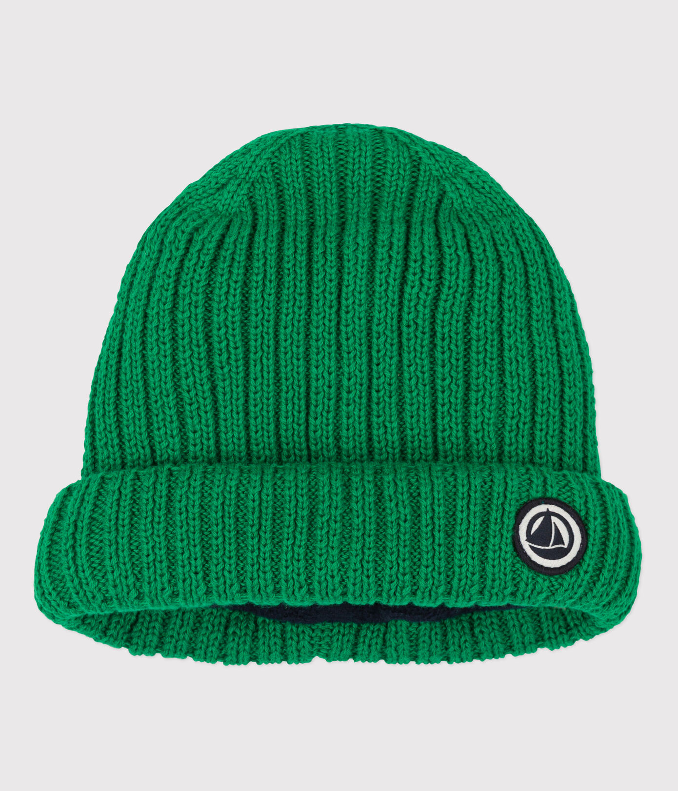 Bonnet bébé en tricot doublé en polaire recyclée