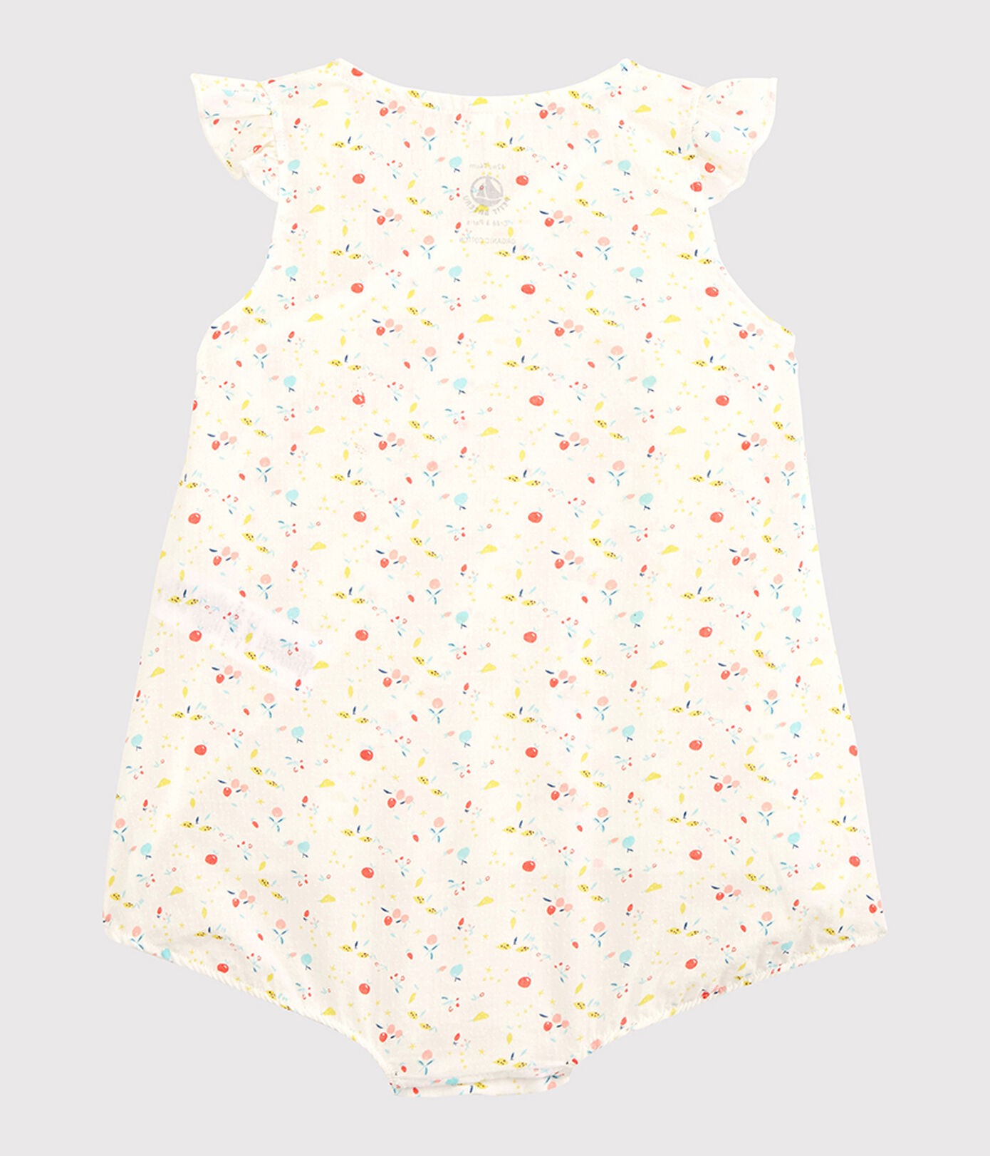 Combicourt fleuri bébé fille en tubique chaine et trame en coton biologique