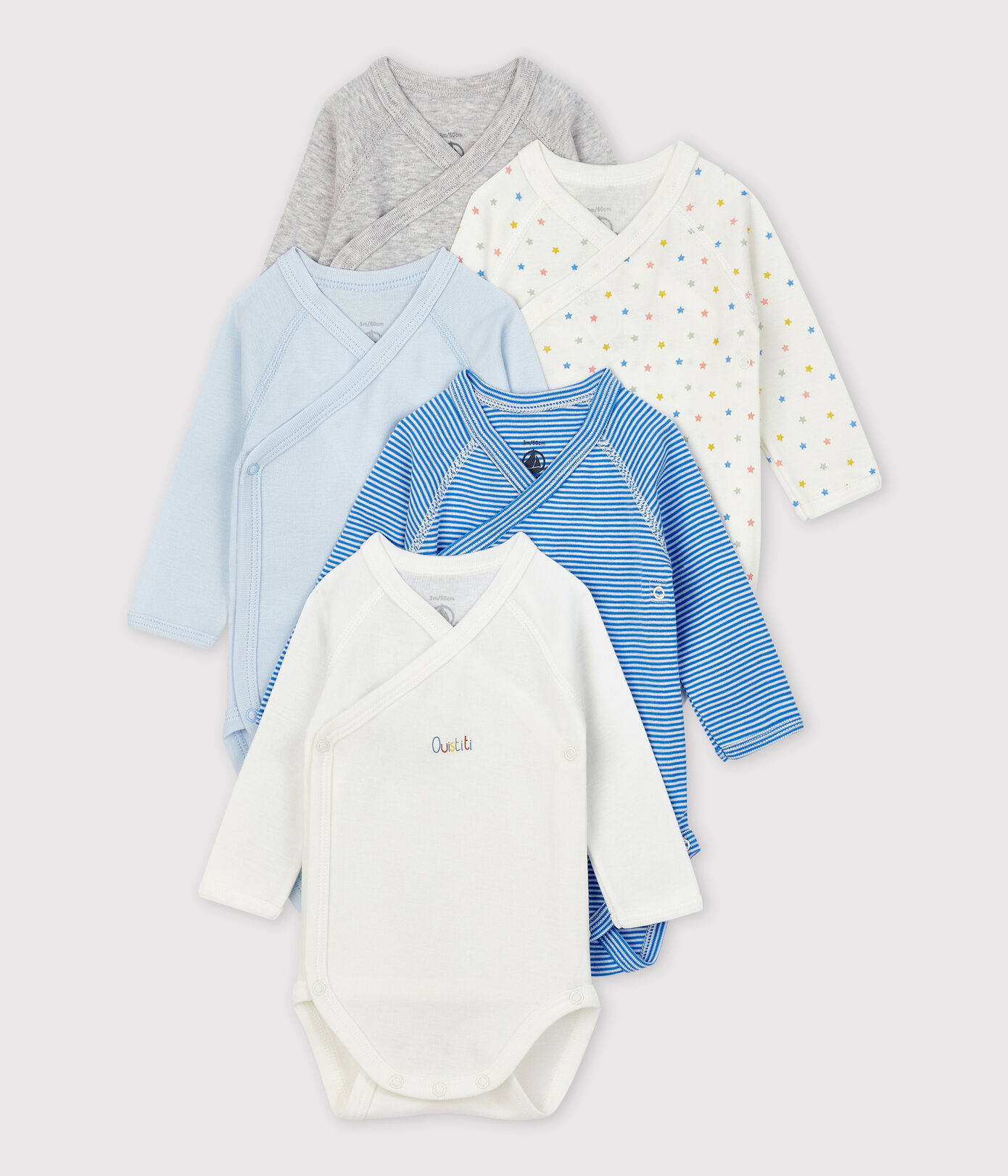 Lot de 5 bodies bébé en coton biologique