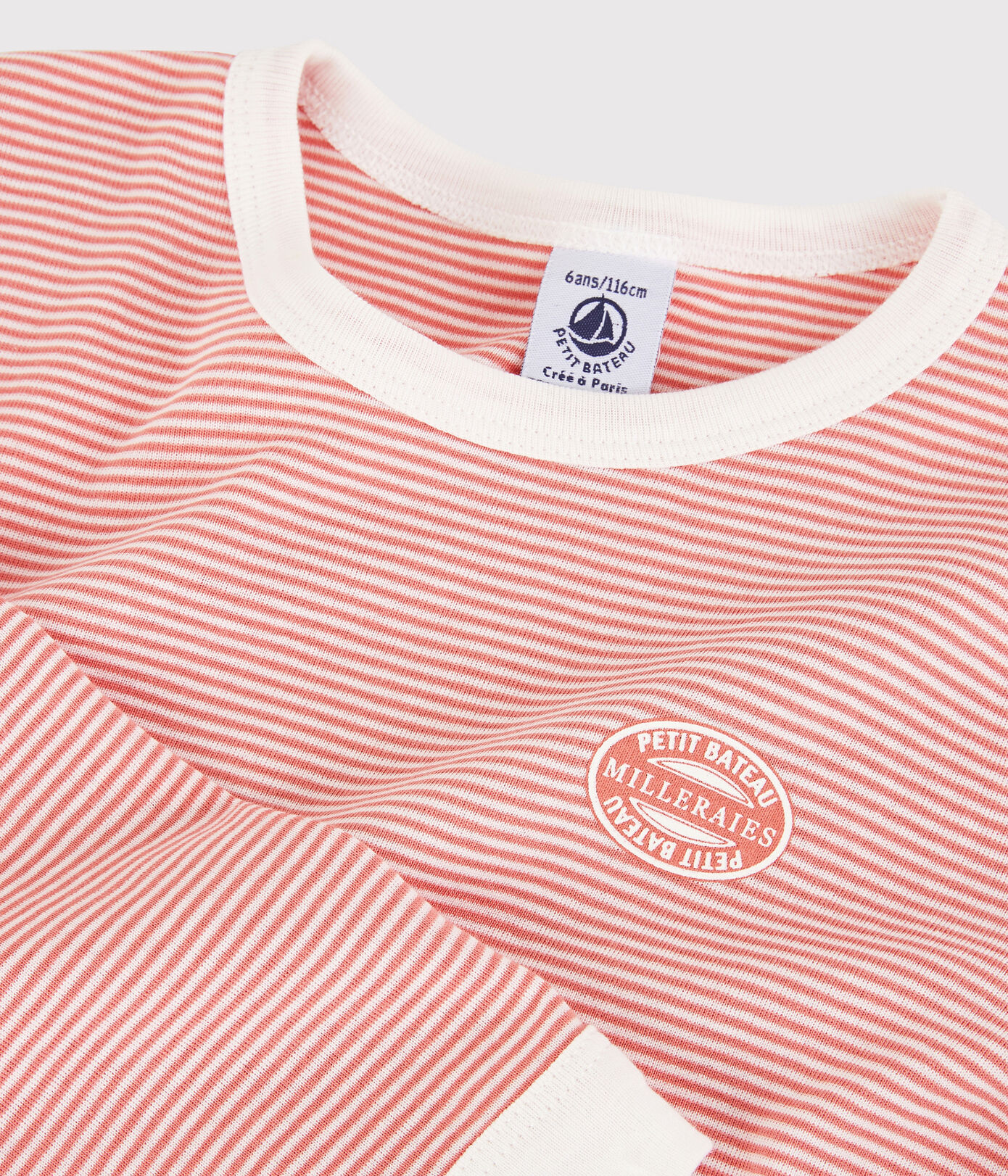 Pyjama rayé milleraies petite fille/petit garon en coton biologique