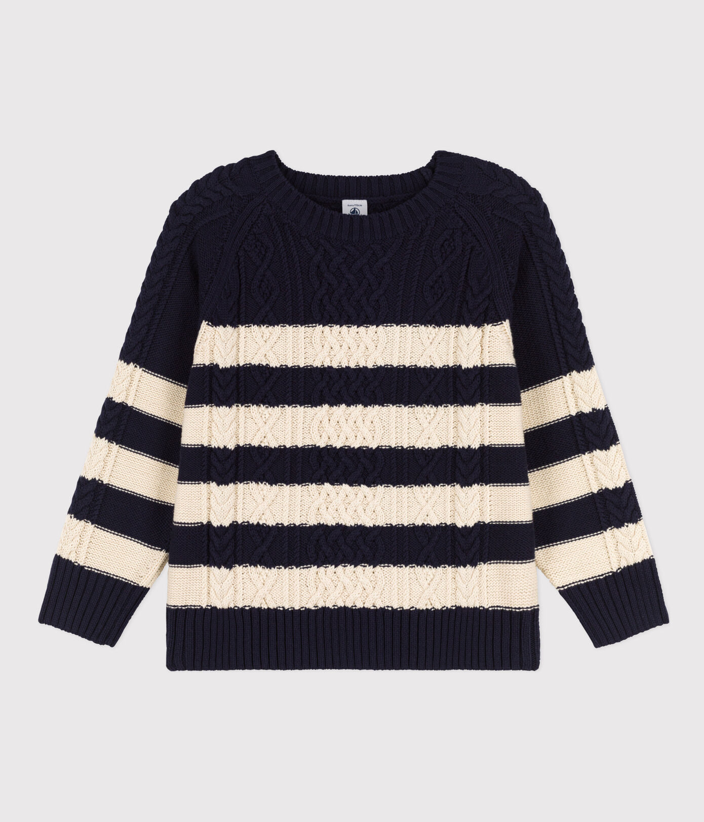 Pull irlandais rayé en coton enfant fille/garon