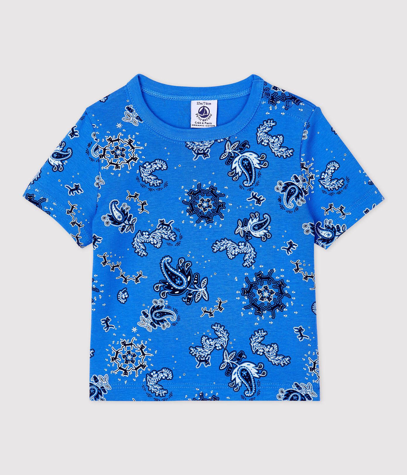 Tee-shirt manches courtes imprimé bandana en coton bio bébé