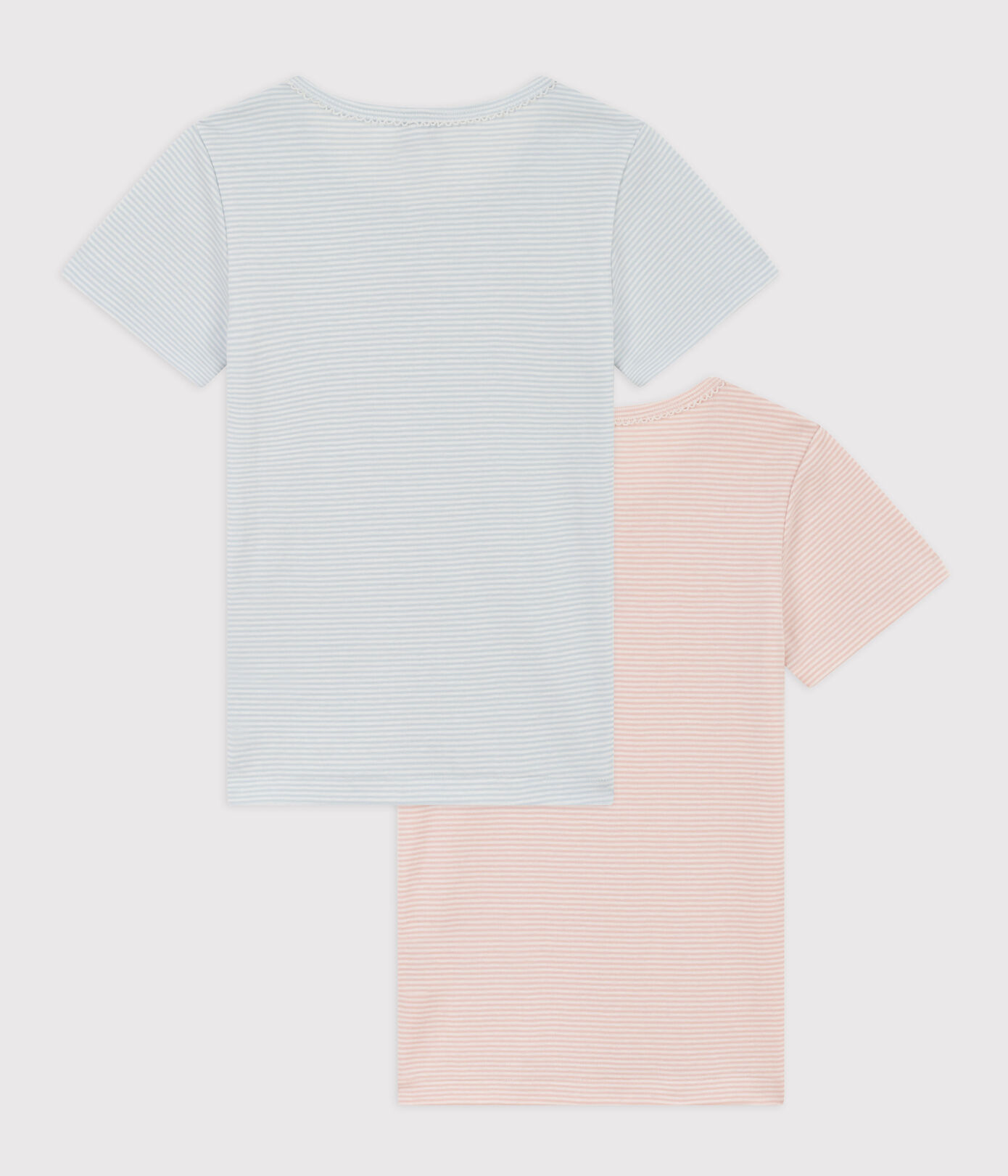 Lot de 2 tee shirts manches courtes milleraies en coton petite fille
