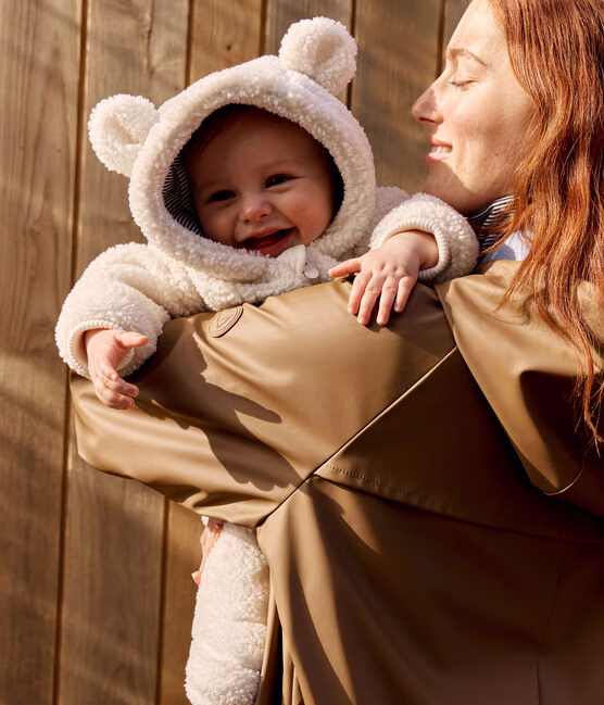 Combipilote bébé en sherpa avec oreilles et doublée milleraies