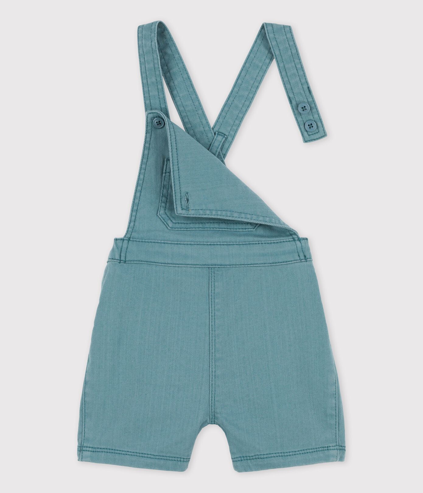 Salopette courte en denim coloré bébé