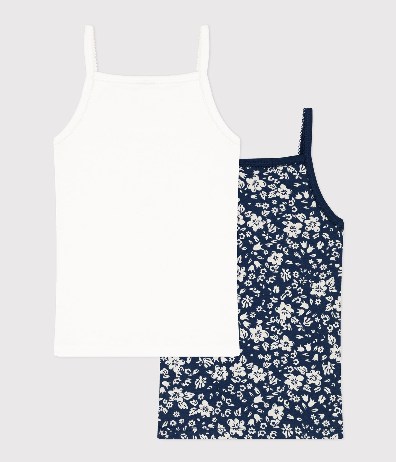 Lot de 2 chemises à bretelles fleur en coton petite fille