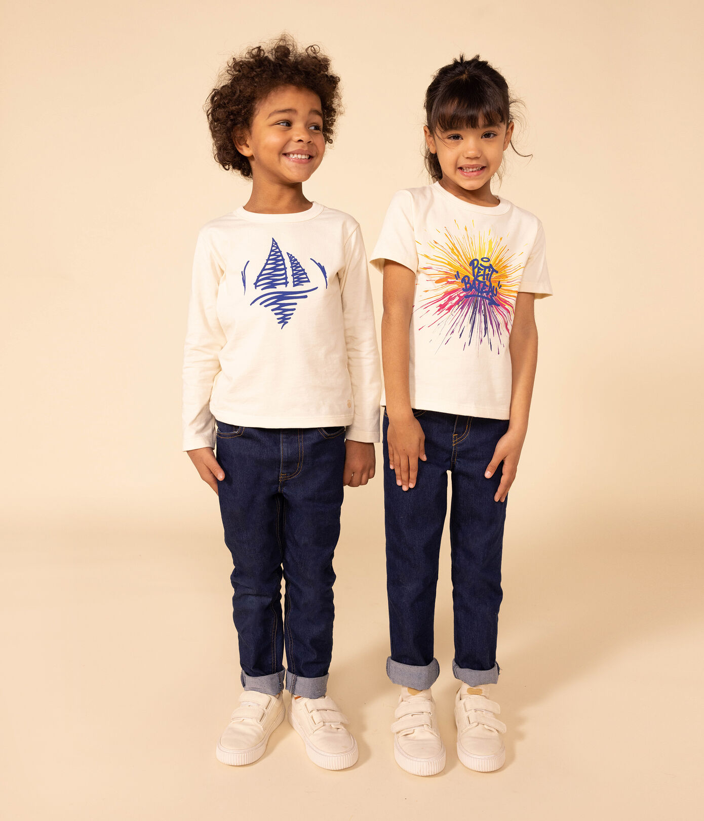 Tee-shirt manches longues en coton enfant fille / garon