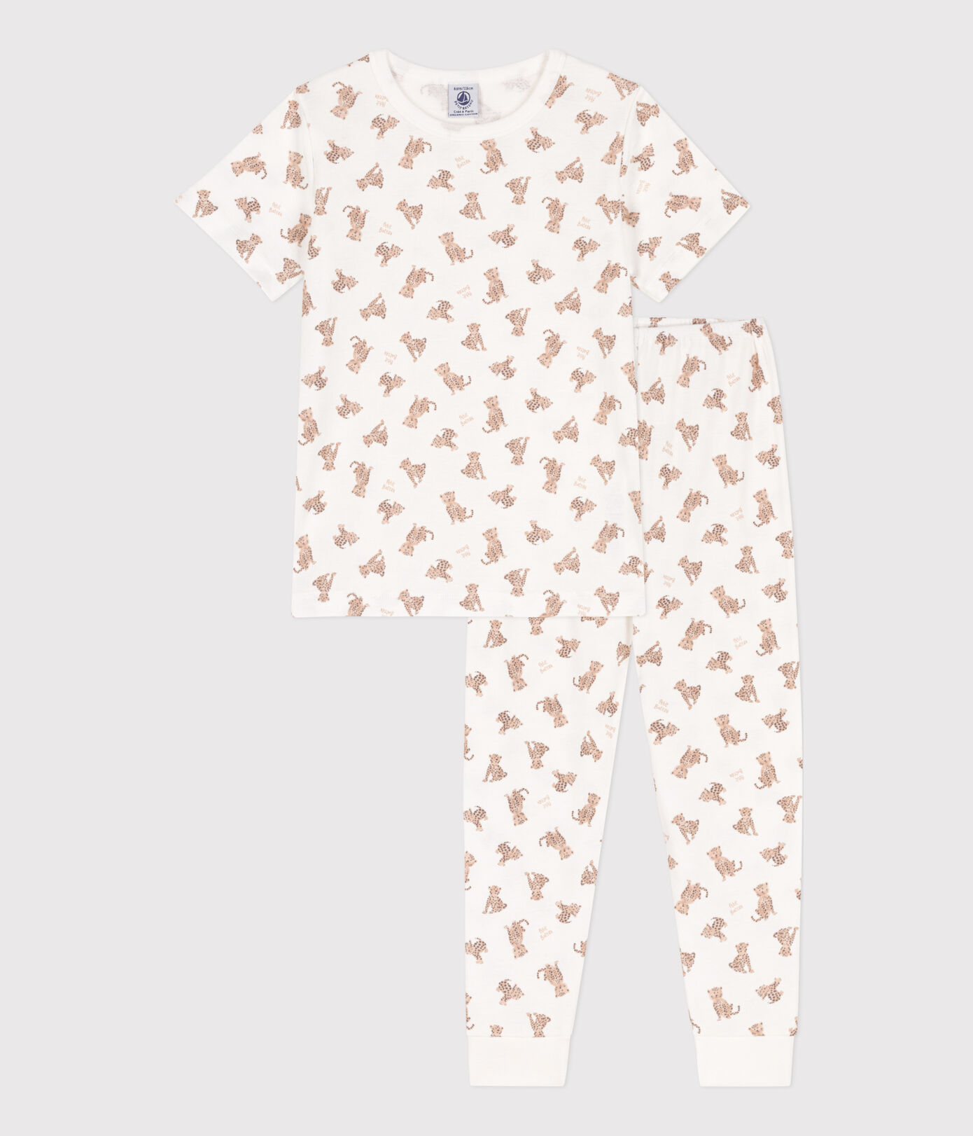 Pyjama manches courtes léopards en coton petite fille/petit garon