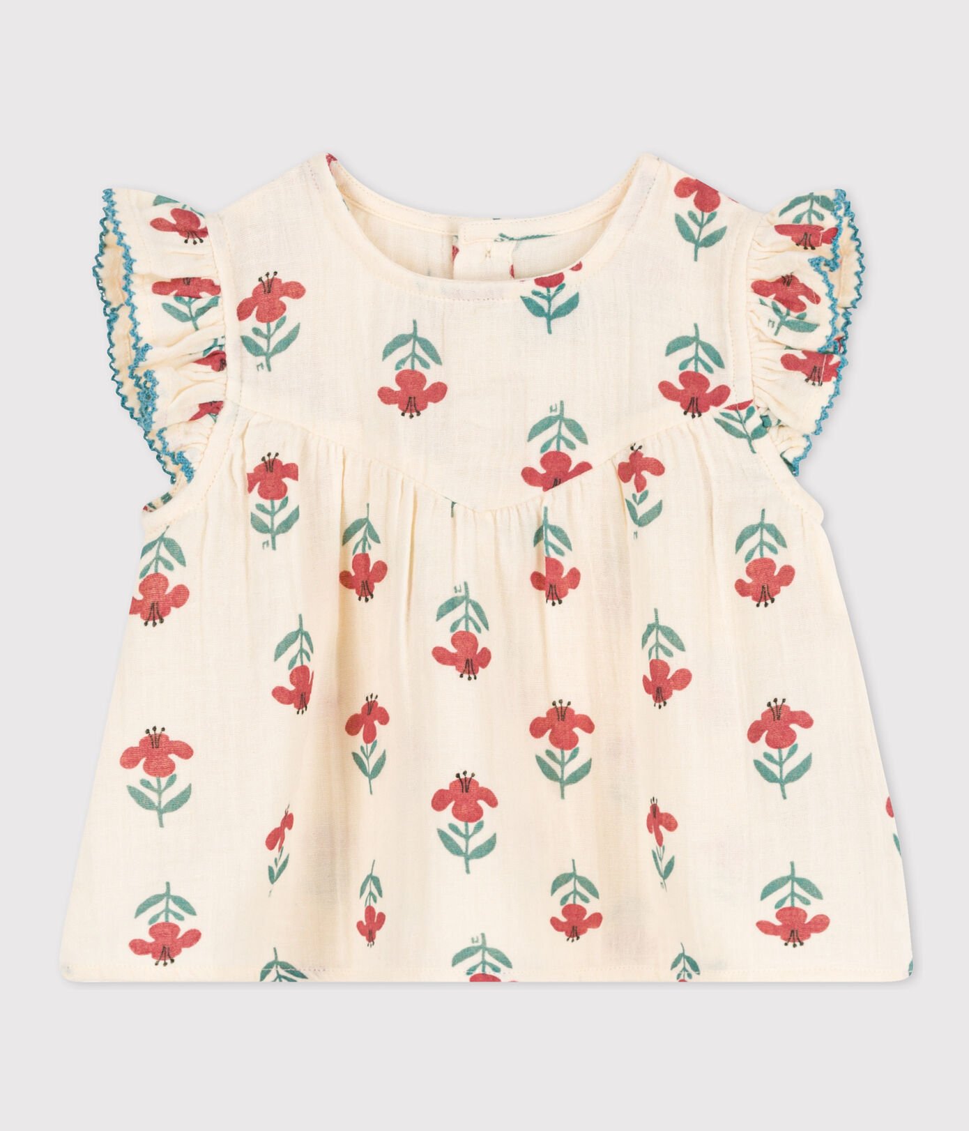 Blouse manches courtes bébé en gaze de coton imprimé