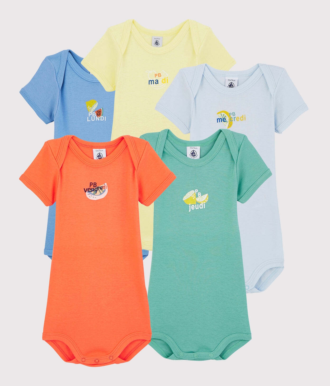 Lot de 5 bodies manches courtes fruités bébé