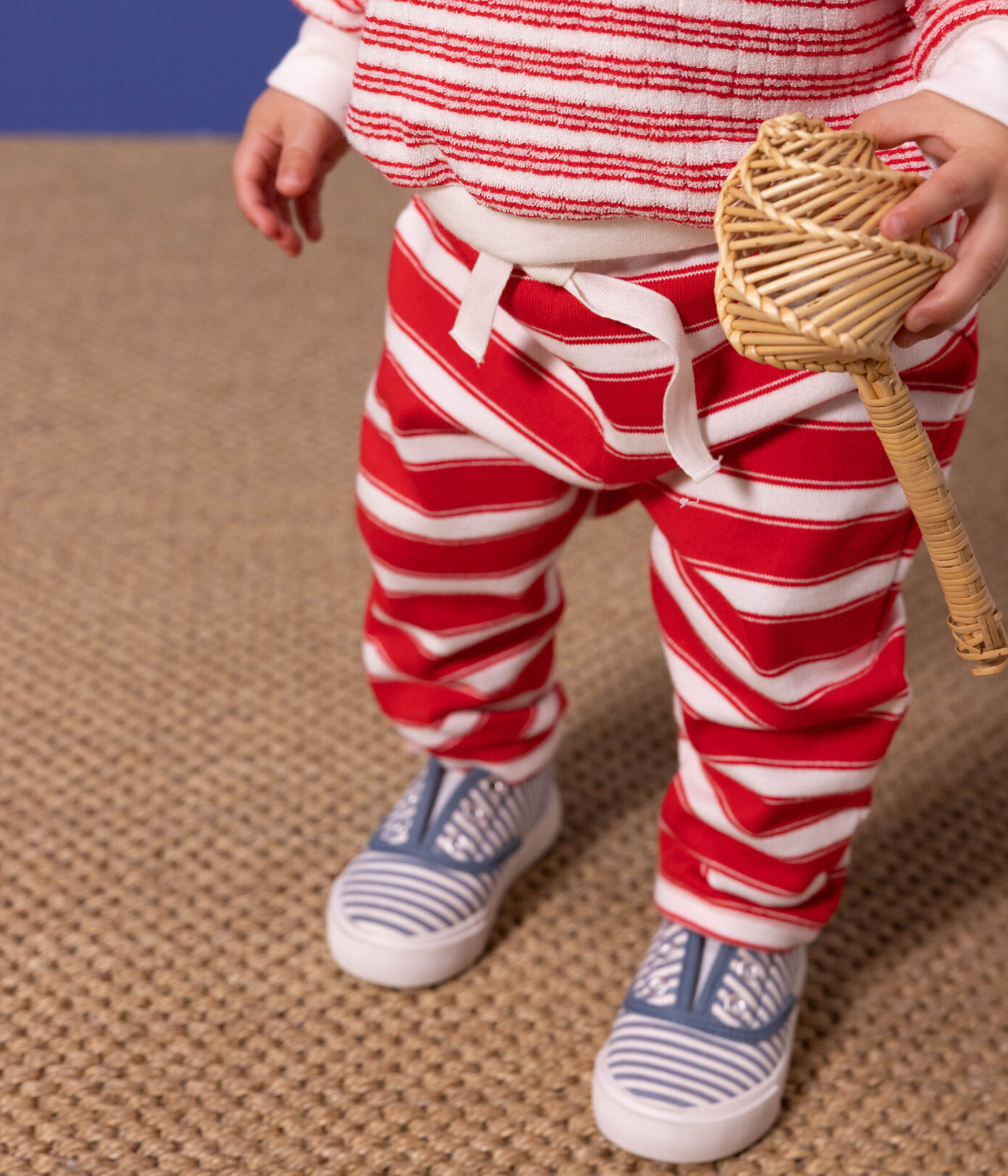 Pantalon bébé en jersey épais rayé
