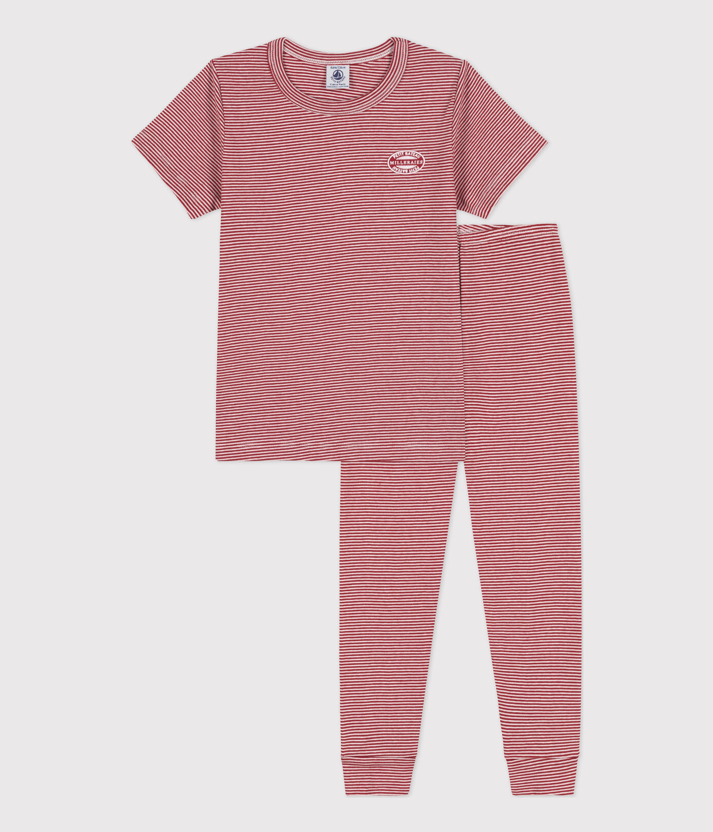 Pyjama manches courtes milleraies petite fille/petit garon en coton