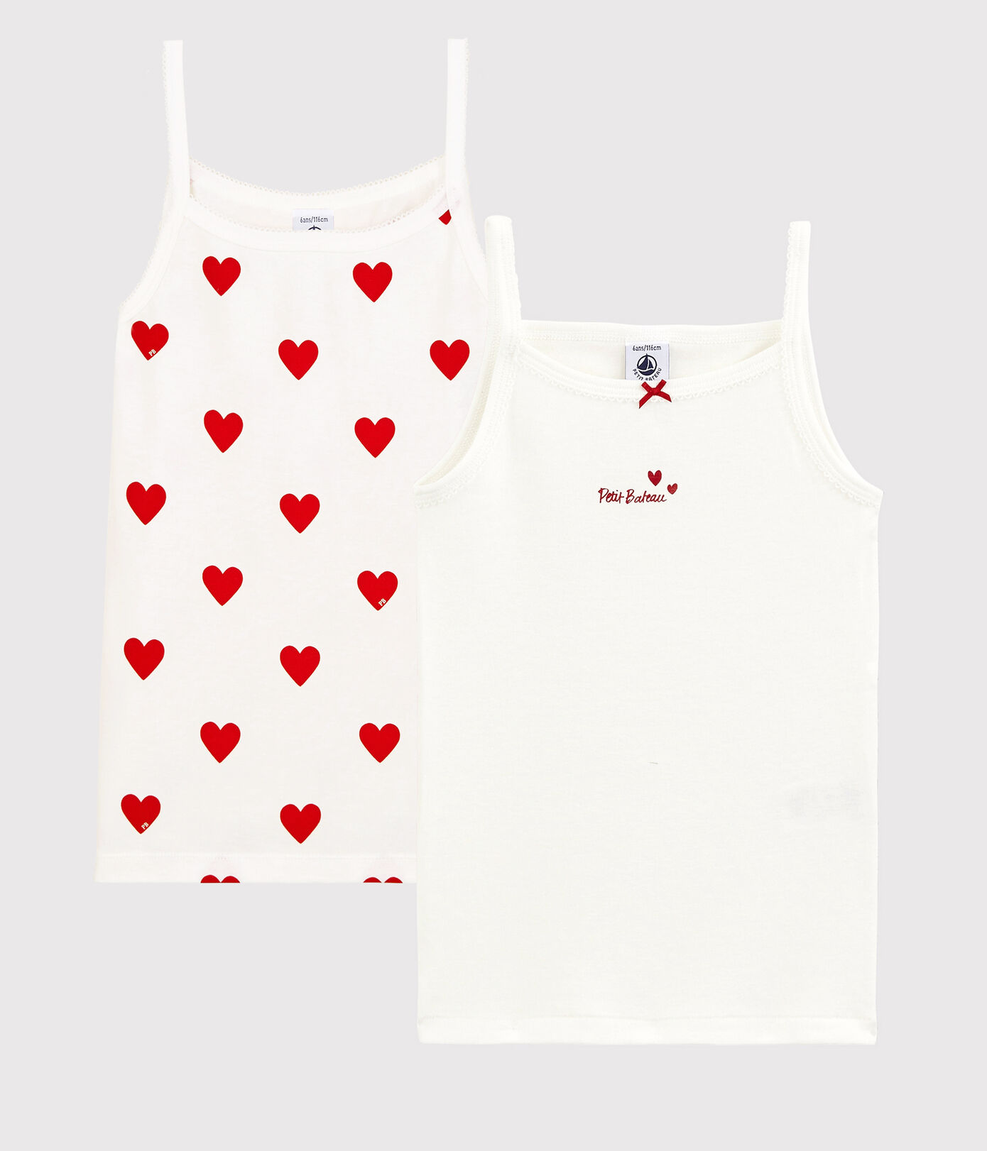 Lot de 2 chemises à bretelles cur petite fille en coton