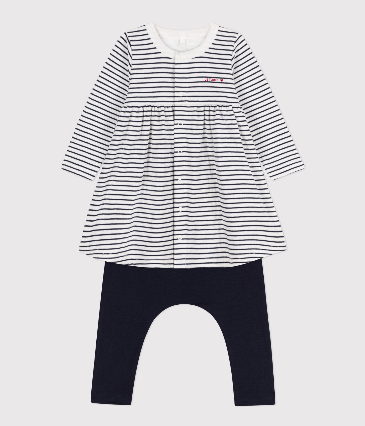 Robe marinière et legging en coton bébé