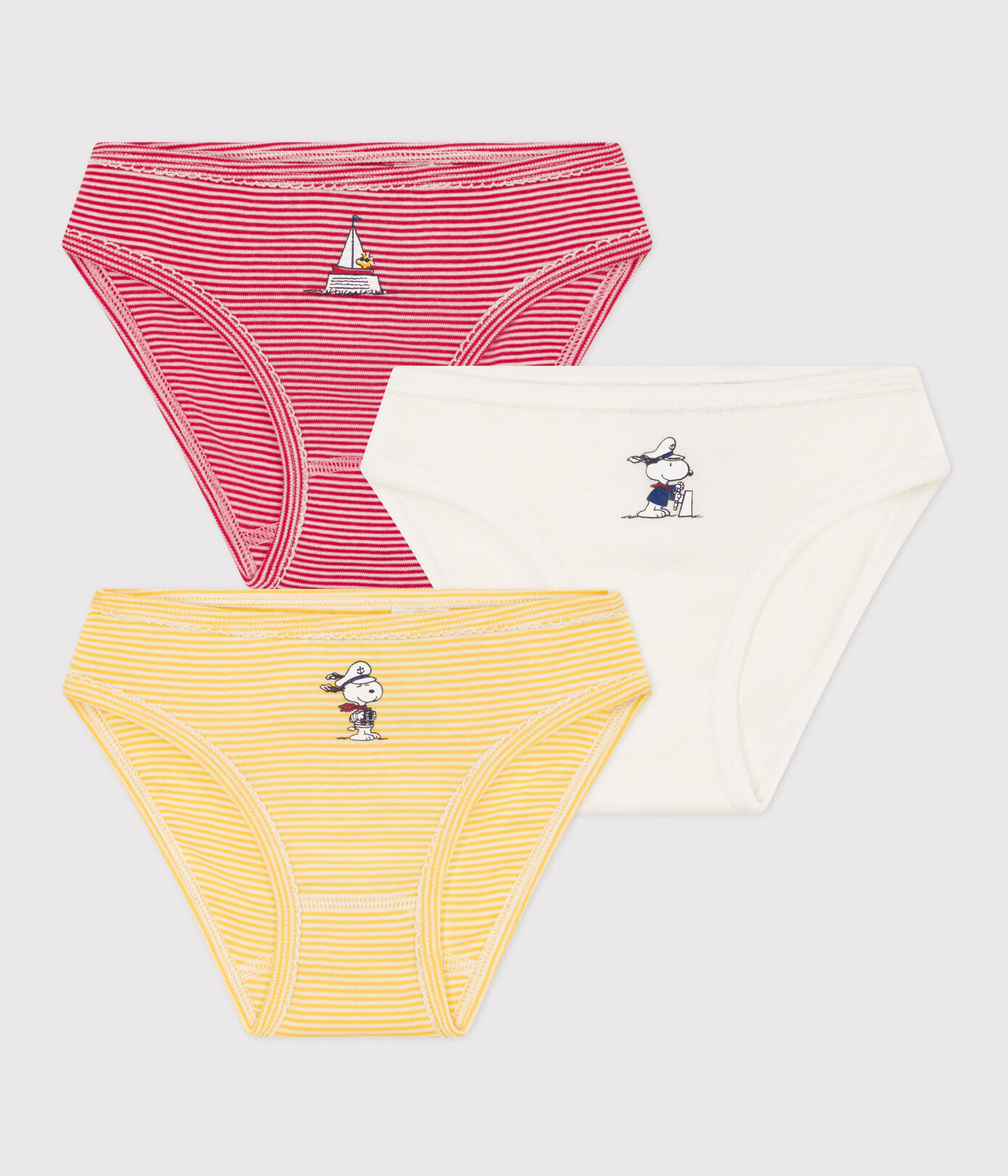 Lot de 3 culottes Petit Bateau X Snoopy en coton petite fille