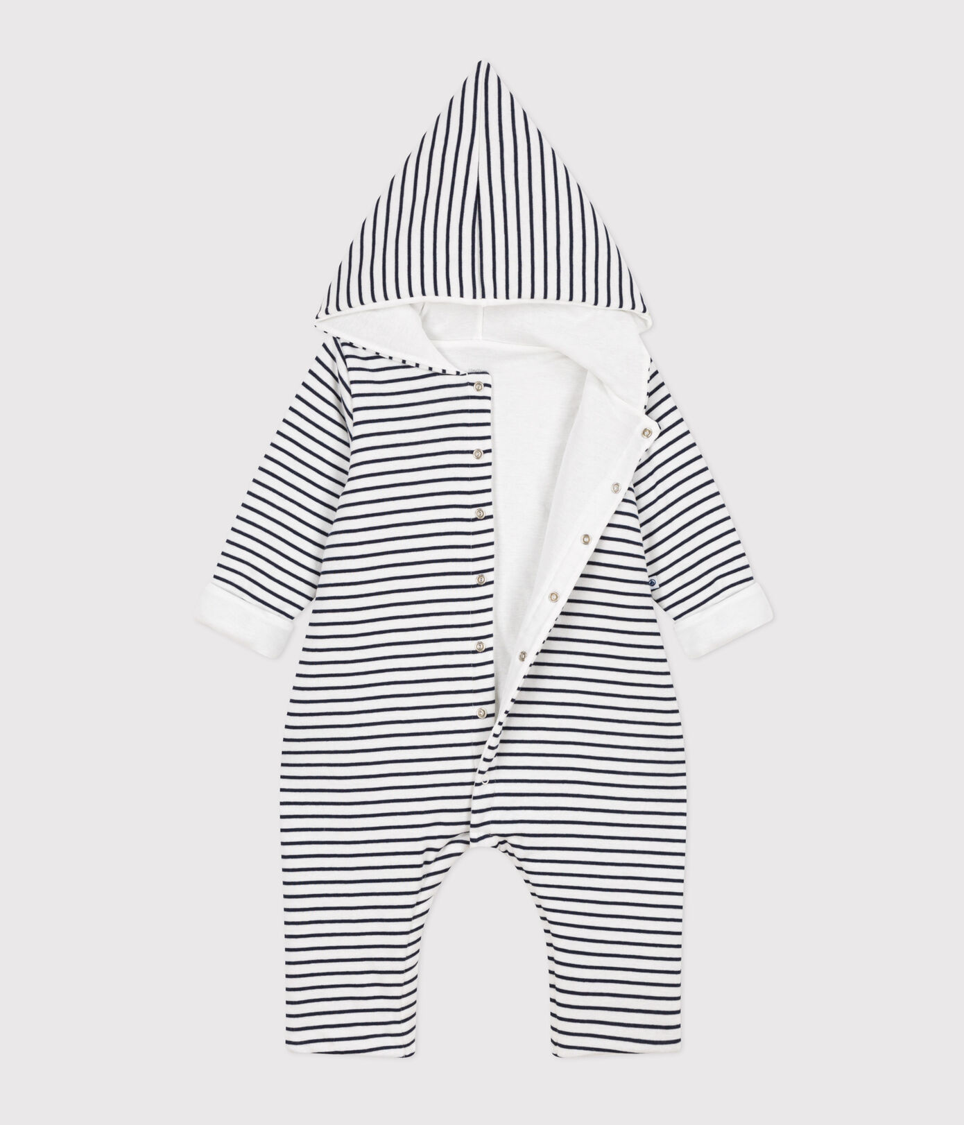 Combinaison longue ouatinée à capuche en coton bébé