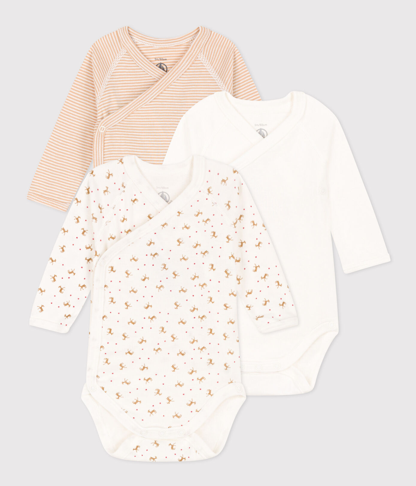 LOT DE 3 BODIES MANCHES LONGUES BB EN COTON