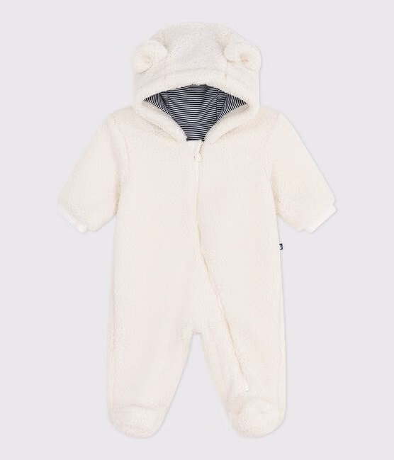 Combipilote bébé en sherpa avec oreilles et doublée milleraies
