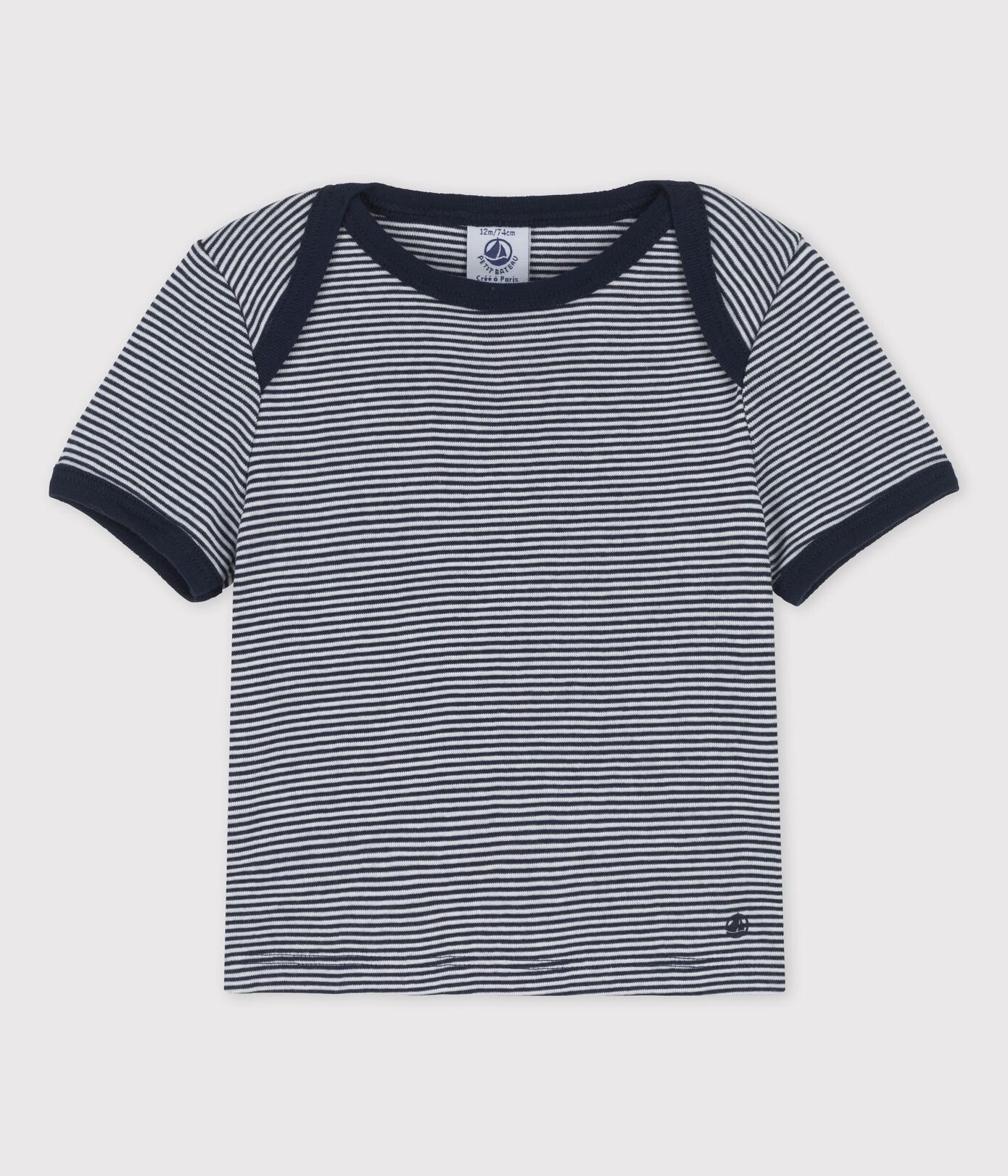 Tee-shirt manches courtes rayé milleraies en coton bio bébé