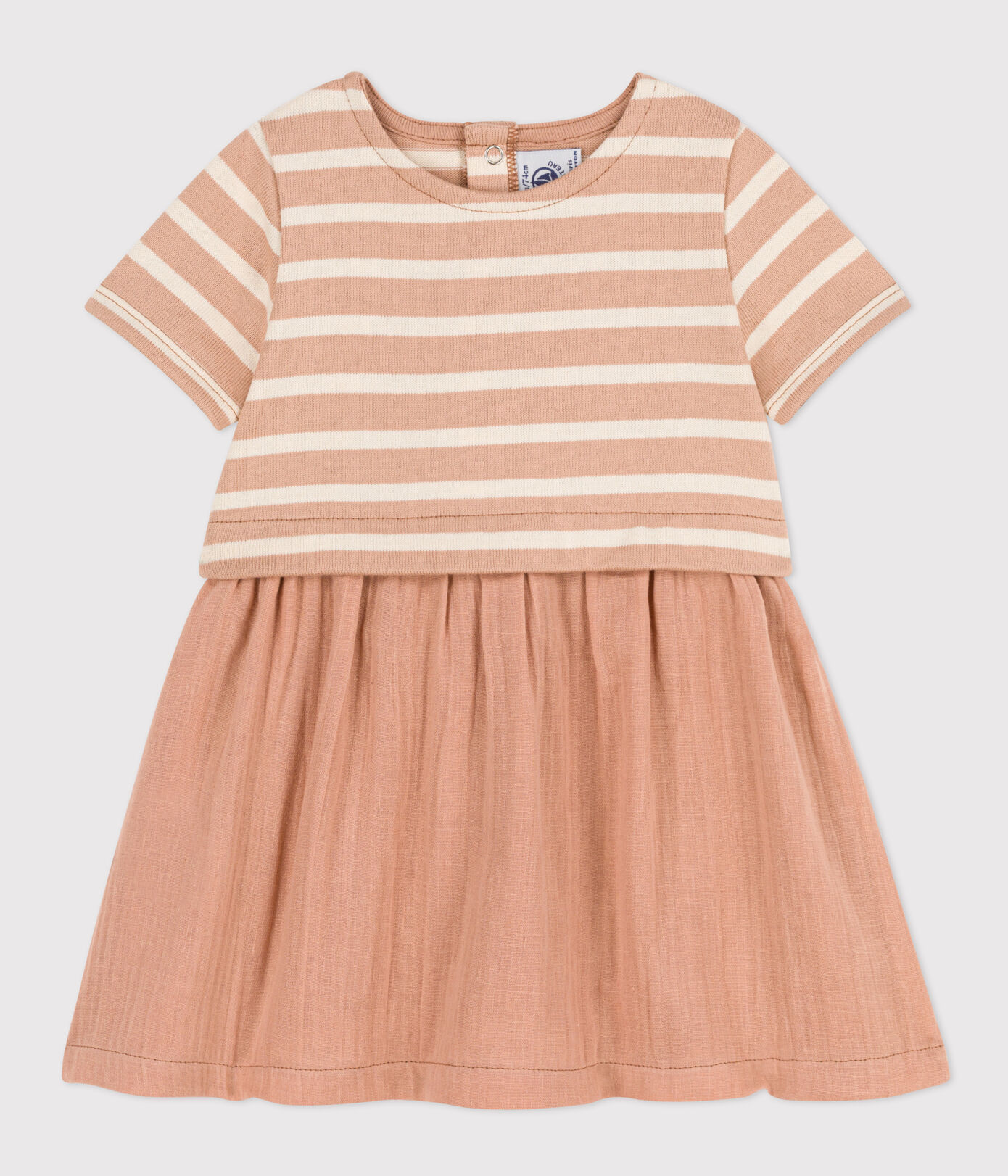 Robe manches courtes bébé bi-matière