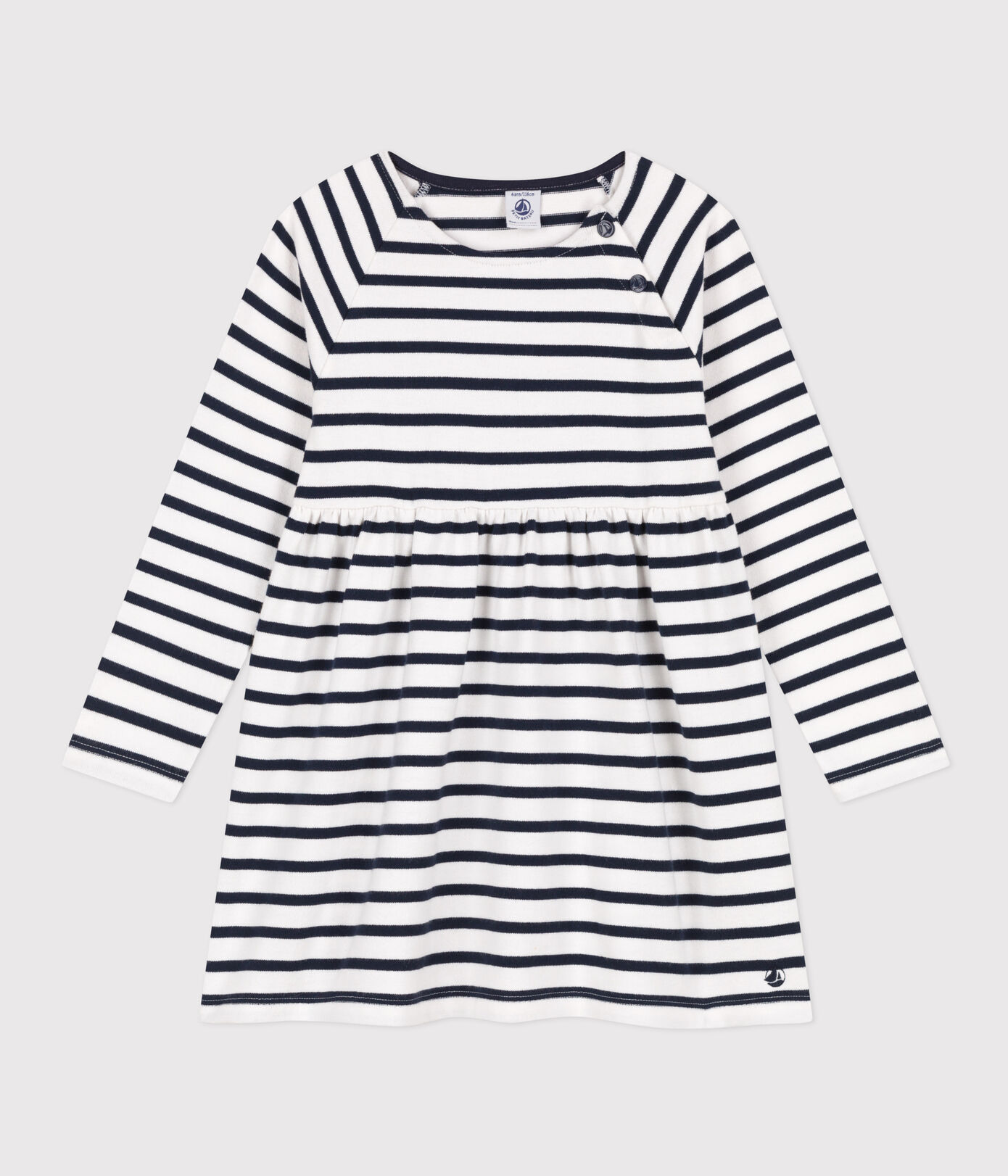 Robe manches longues en coton épais à rayures enfant fille