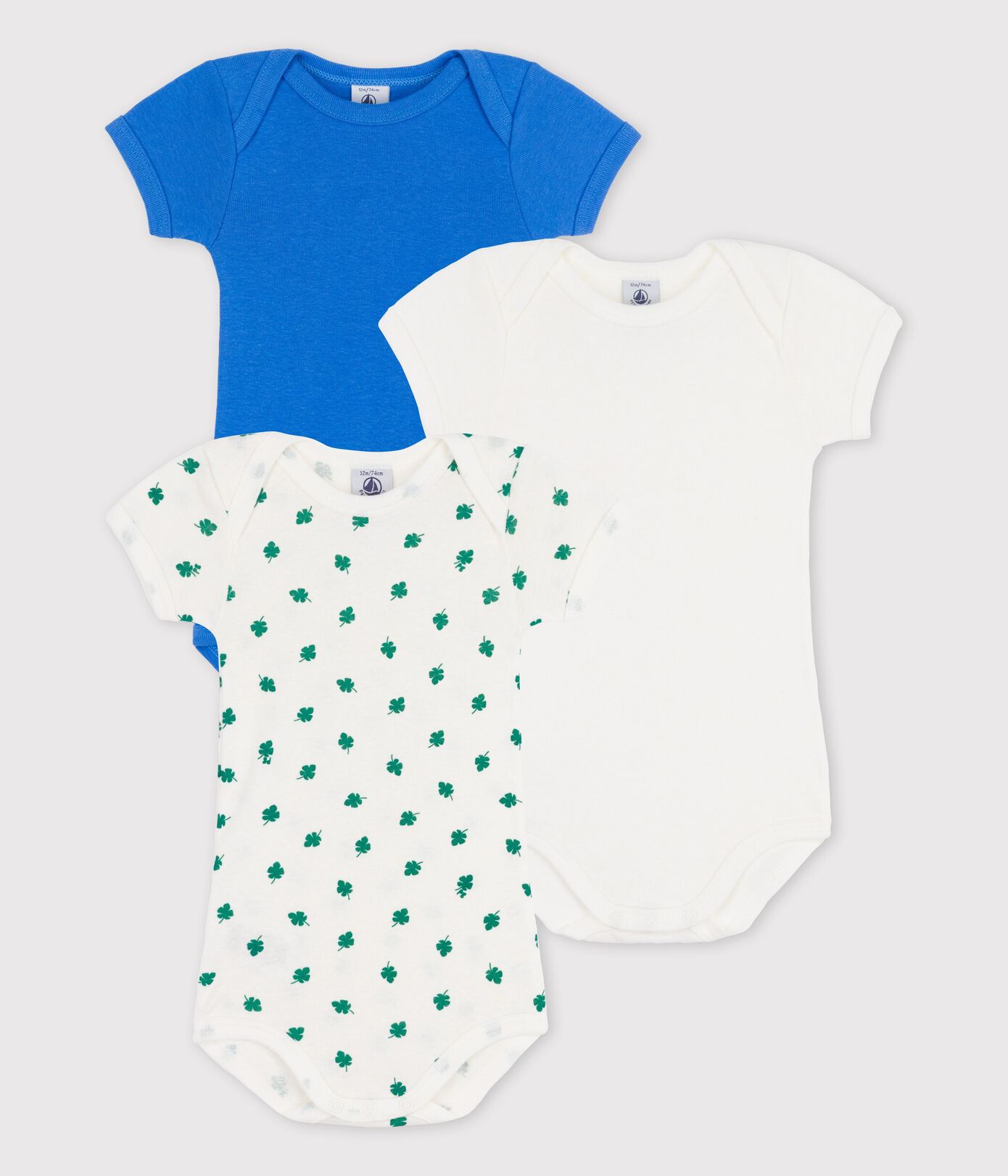 Lot de 3 bodies manches courtes en coton et lin