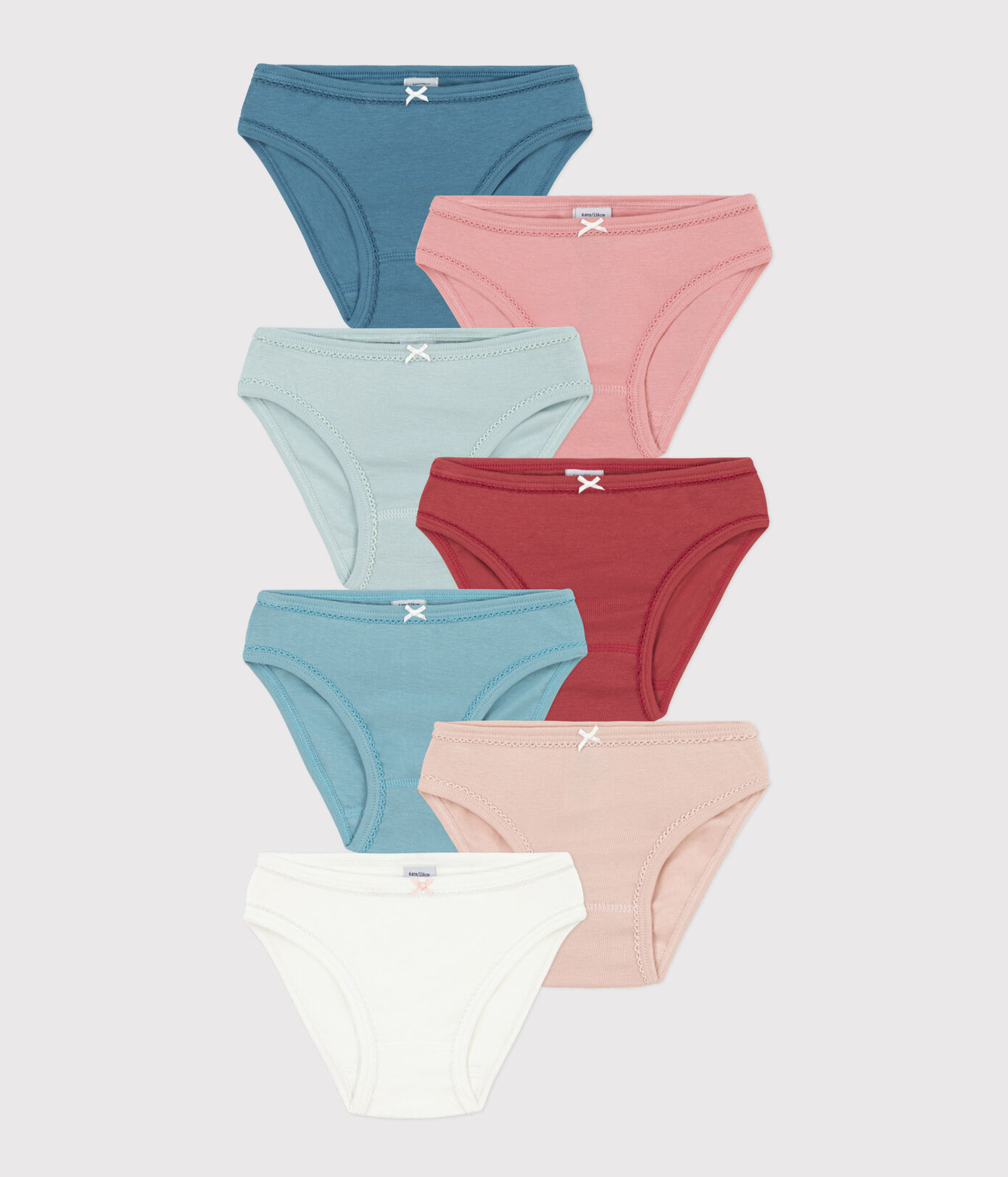Lot de 7 culottes unies en coton petite fille