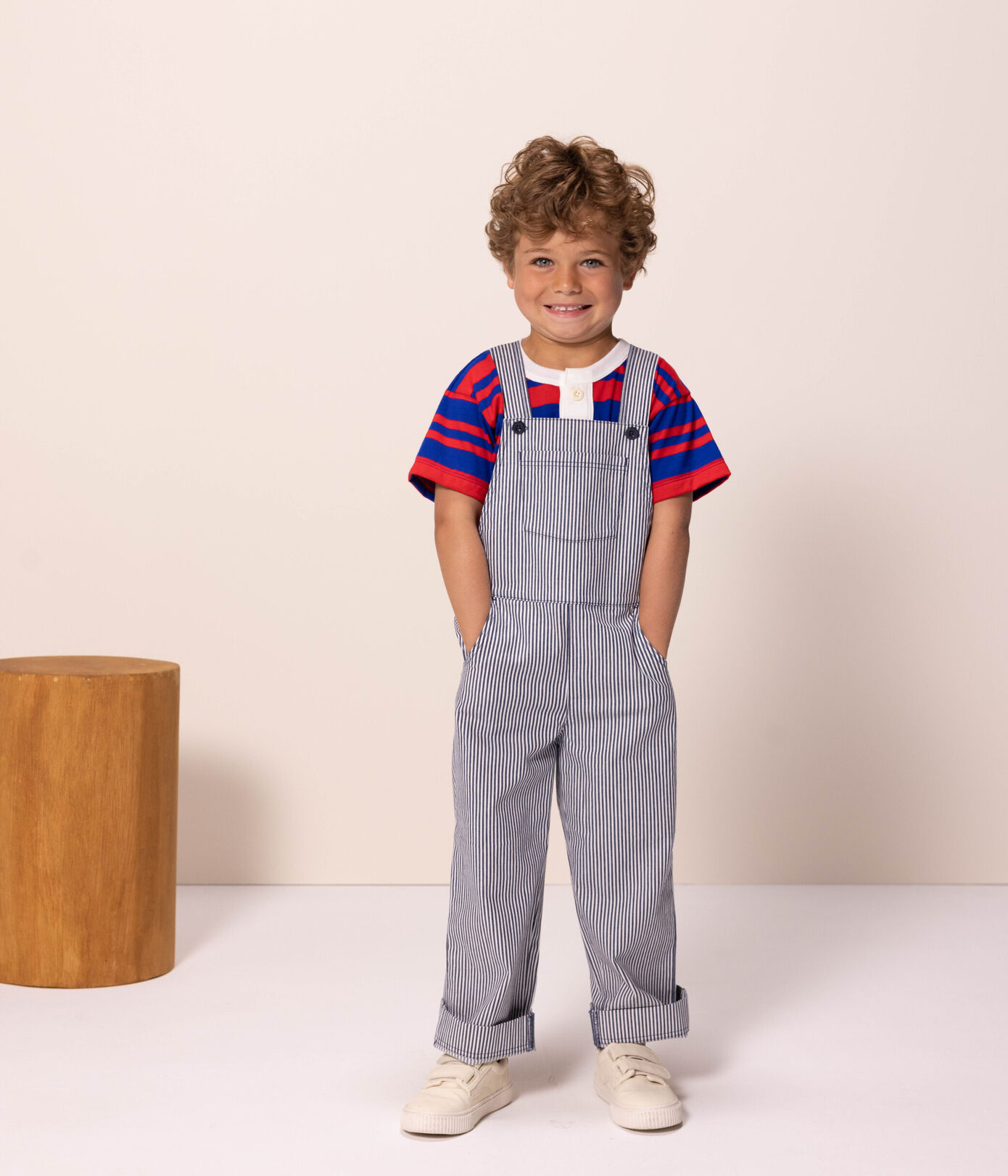 Salopette en toile de coton rayée enfant fille
