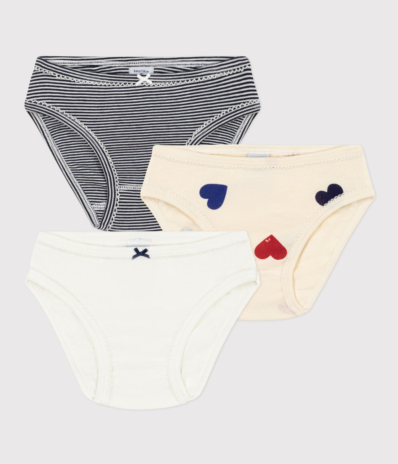 Lot de 3 culottes tricoeurs en coton petite fille