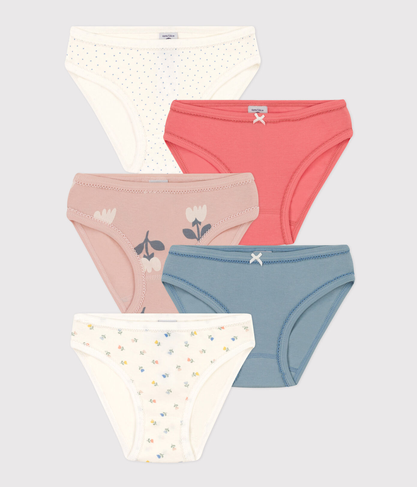 Lot de 5 culottes tulipes en coton petite fille