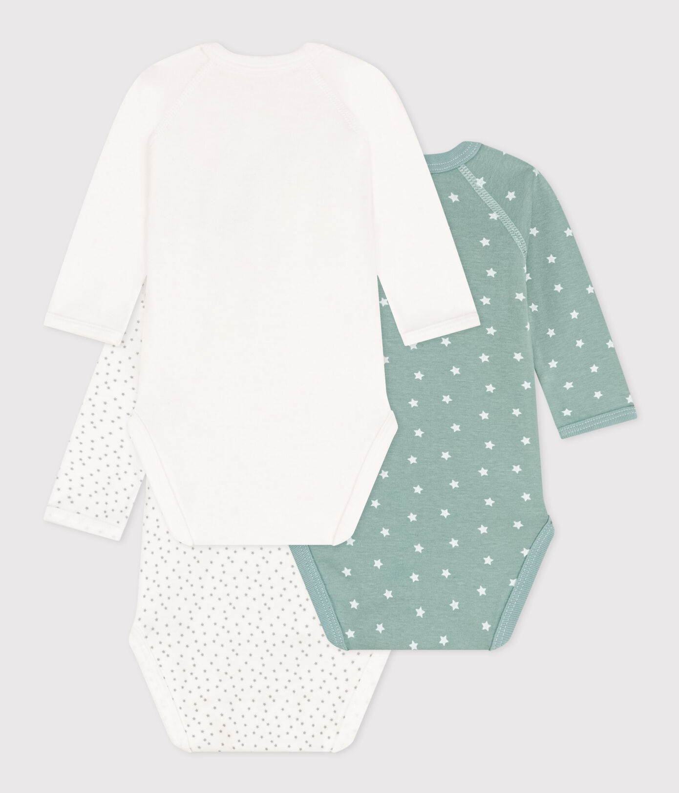 Lot de 3 bodies croisés manches longues en coton