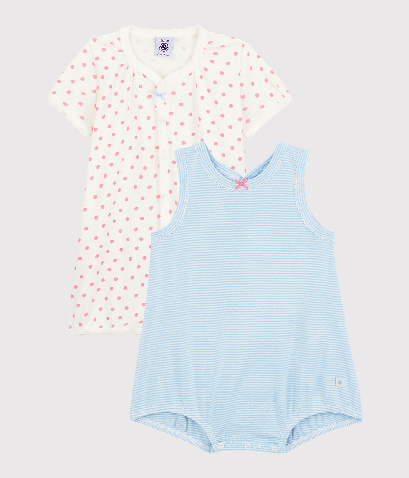 Lot de 2 combicourts en coton