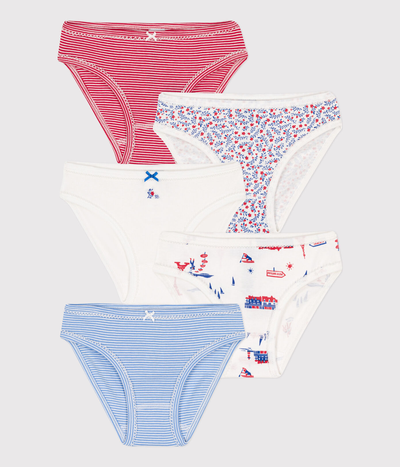 Lot de 5 culottes Paris en coton petite fille